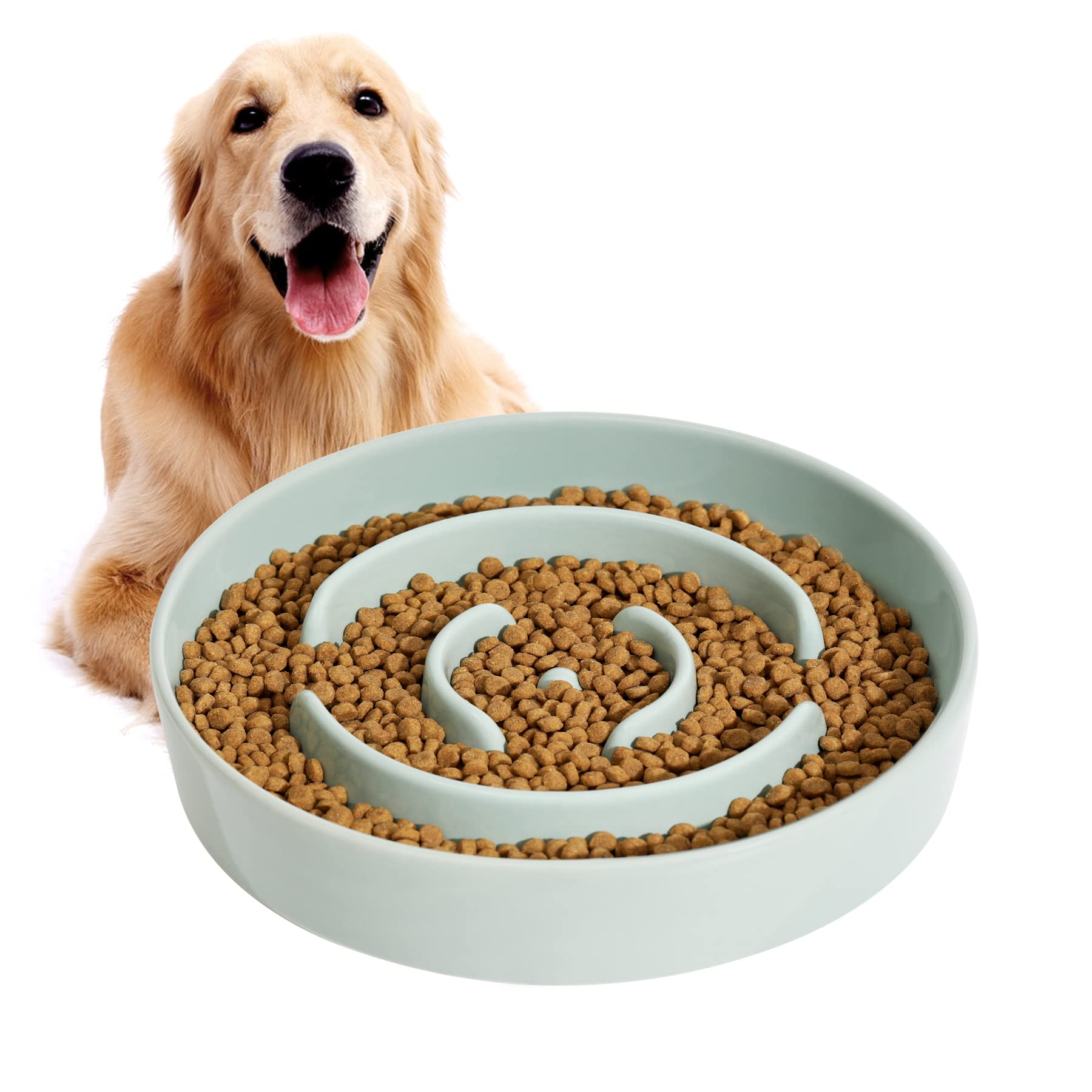 Havniva 8.2inch Ceramic Slow Feeder Dog Bowl for Medium and Large Breed, Puzzle Dog Food Dish, Anti-Gulping, Pet Slow Feeder, St