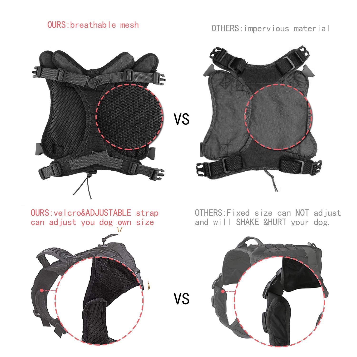 Tactical Service Dog Vest Harness Outdoor Training Handle Water-Resistant Comfortable Military Patrol K9 Dog Harness With Handle