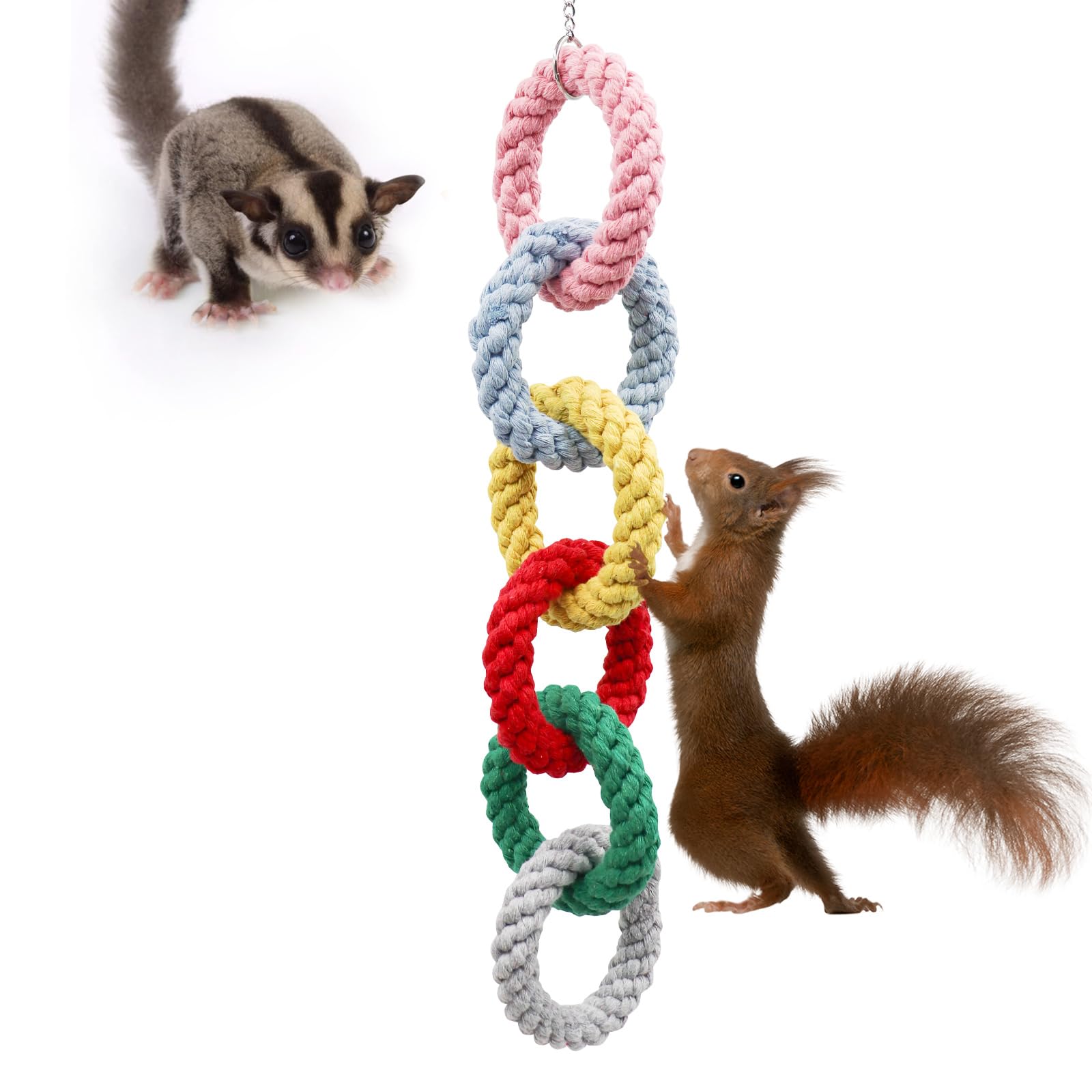 Sugar Glider Toys, Hanging Cotton Rope Ring Climbing Toy For Little Pet, Rat Toys, Sugar Glider Cage Accessories, Exercise Toys 