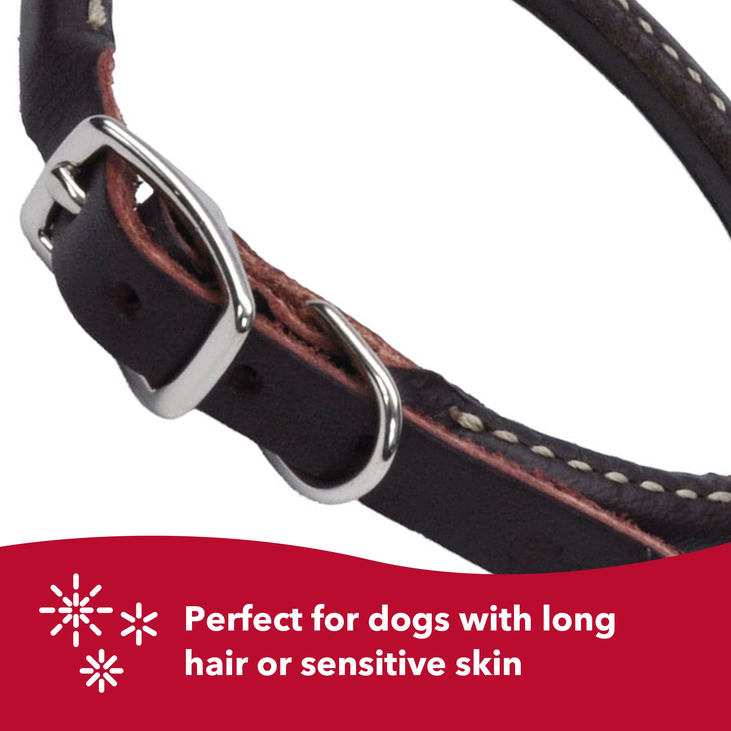 Coastal Pet Products 2205 Leather Latigo Round Dog Collar, 5/8 By 16-Inch