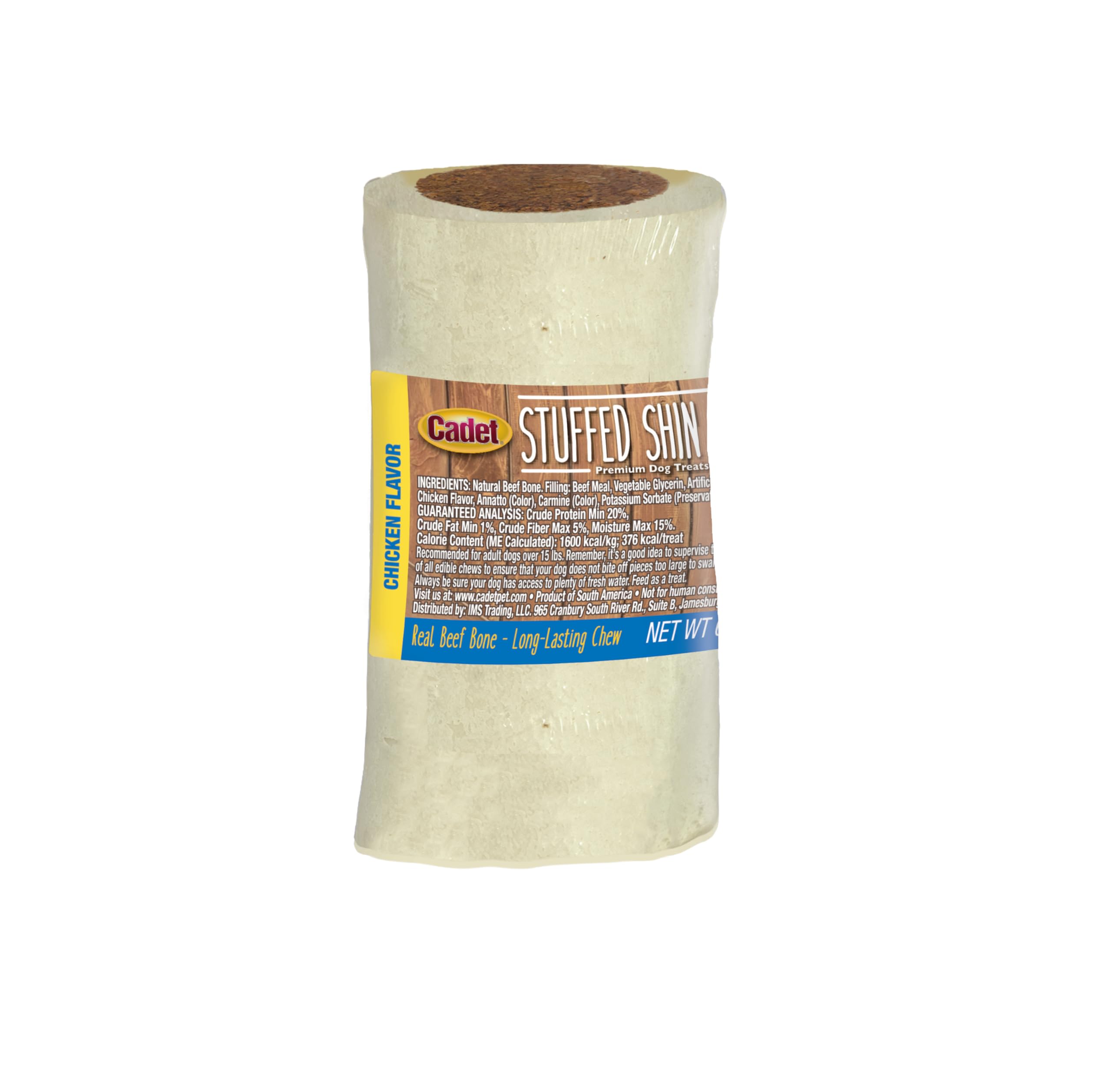 Cadet Stuffed Shin Bone, Long-Lasting Dog Chew Bones for Aggressive Chewers, High Protein Filled Bone Dental Chew for Dogs, Chic