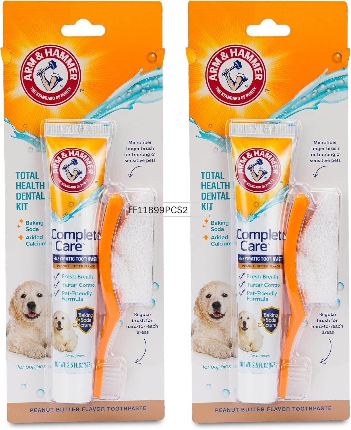 Arm & Hammer Complete Care Puppy Dental Kit, Enzymatic Toothpaste with Baking Soda and Calcium for Dogs, Peanut Butter Flavor, T