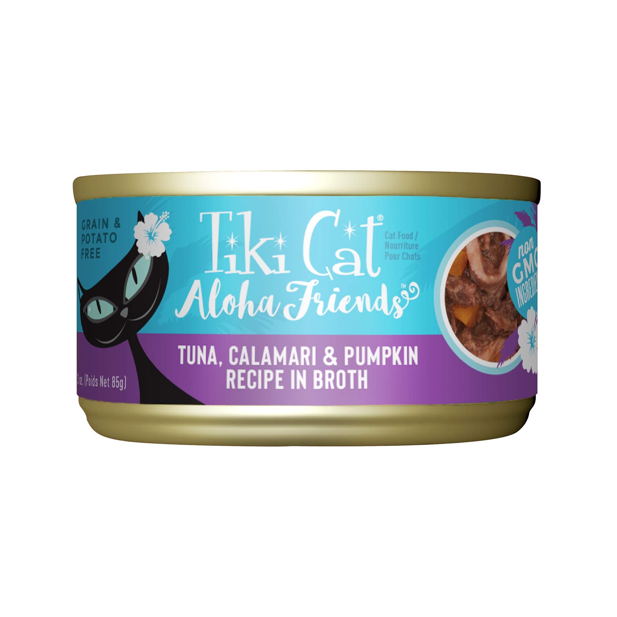 Tiki Cat Aloha Friends, Tuna, Calamari & Pumpkin, Grain-Free & High Moisture, Wet Cat Food for All Life Stages 3 oz. Can (12 Cou