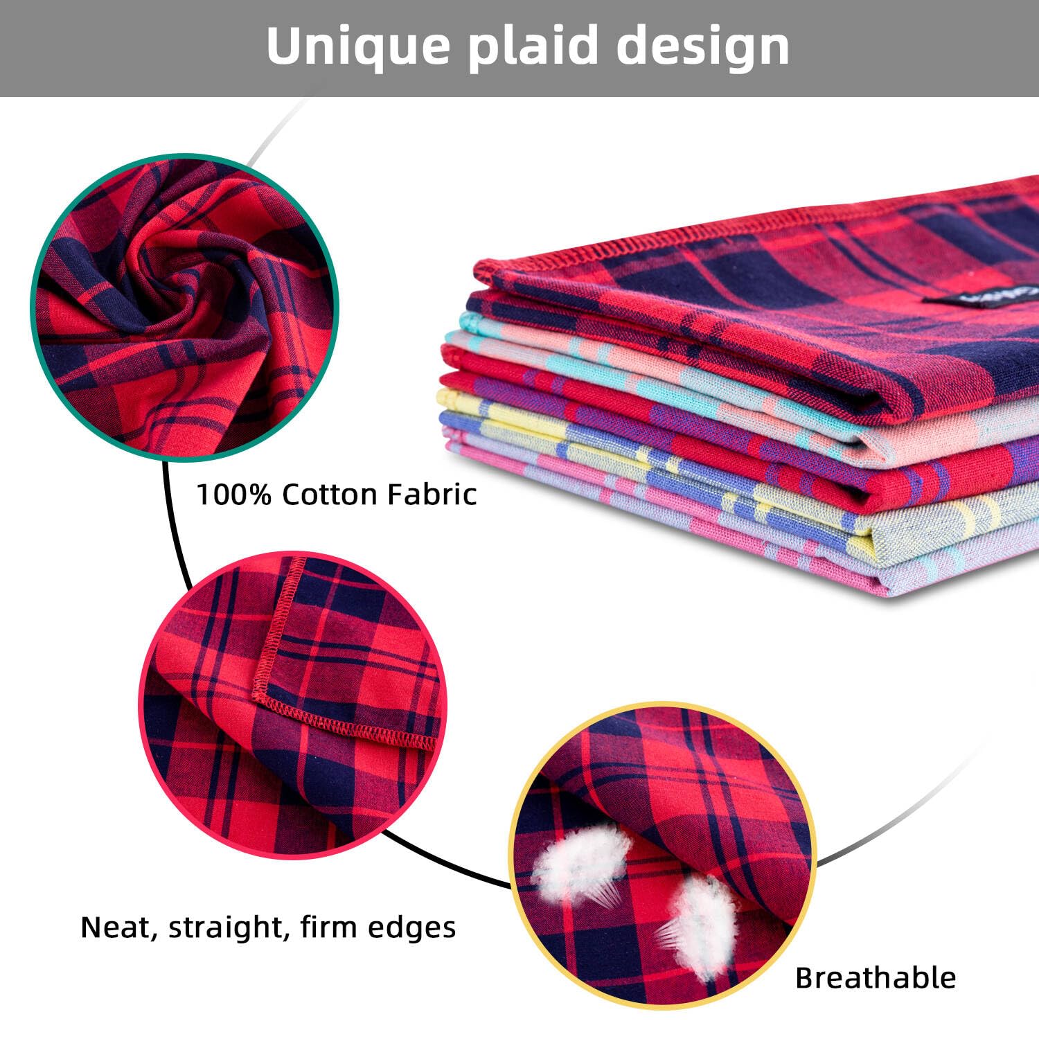 Gofshy Spring Dog Bandana Large-Dog Scarf Vibrant Color Orange Green Plaid Printing Adjustable Bib Handkerchief Accessories For