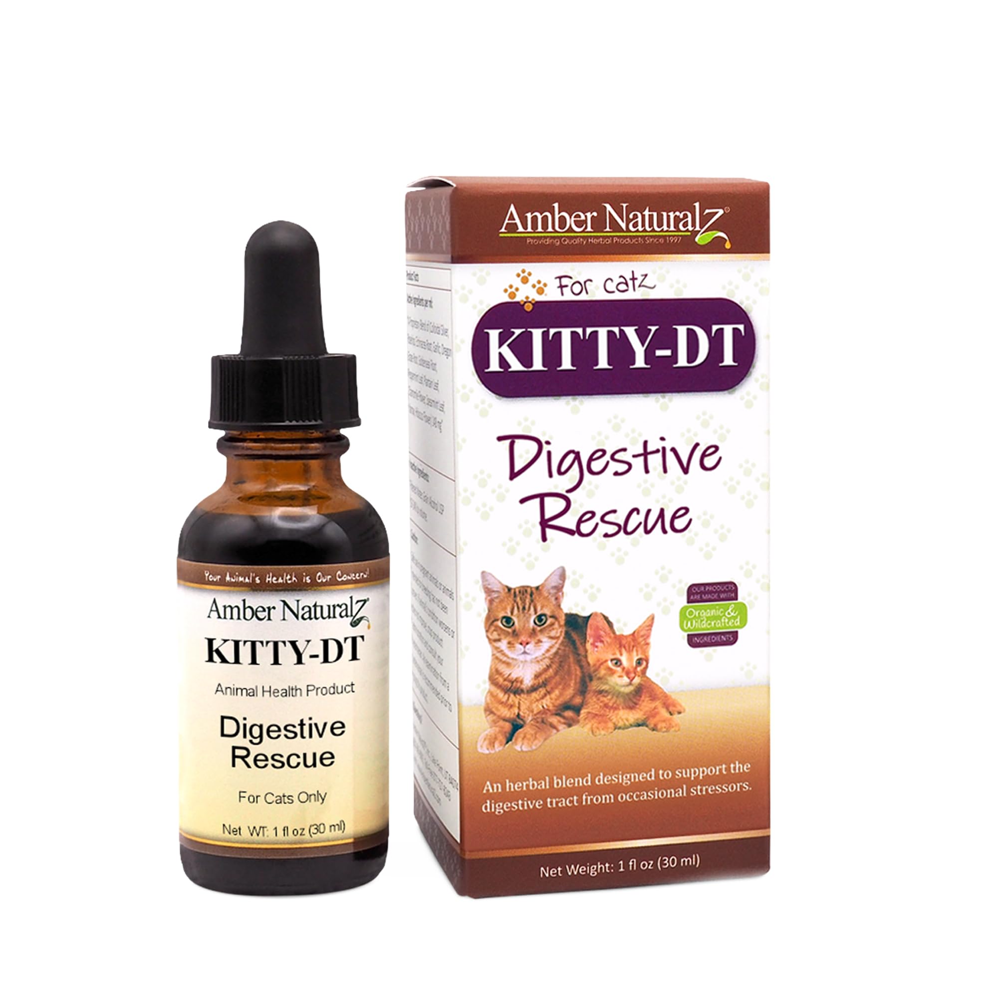 AMBER NATURALZ Kitty-DT Digestive Rescue Herbal Supplement for Cats | Feline Herbal Supplement for Occasional Upset and Digestiv