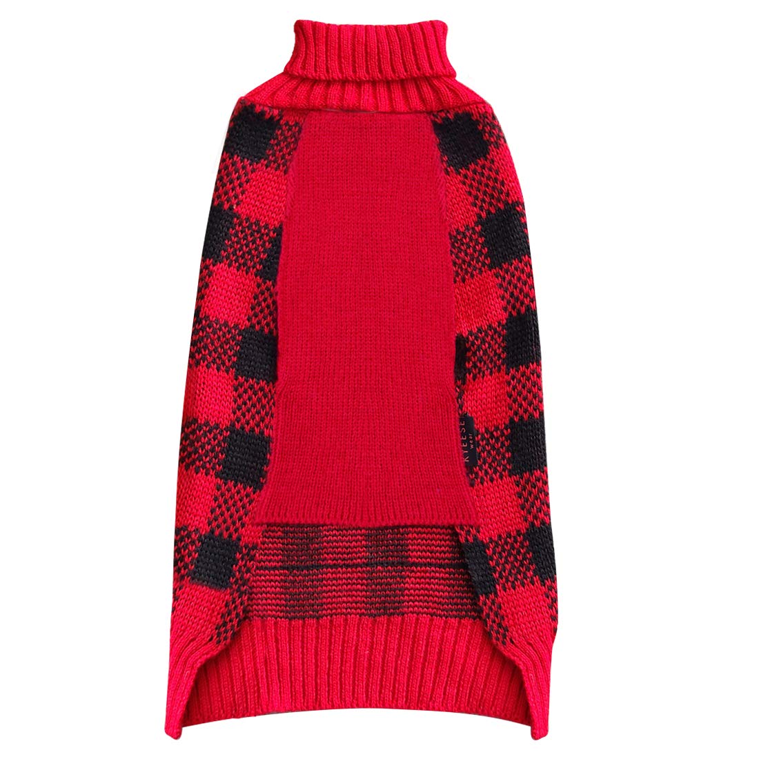Kyeese Christmas Reindeer Dog Sweater For Medium Dogs With Leash Hole Dog Sweaters Red Buffalo Check Pet Sweater,Xxl