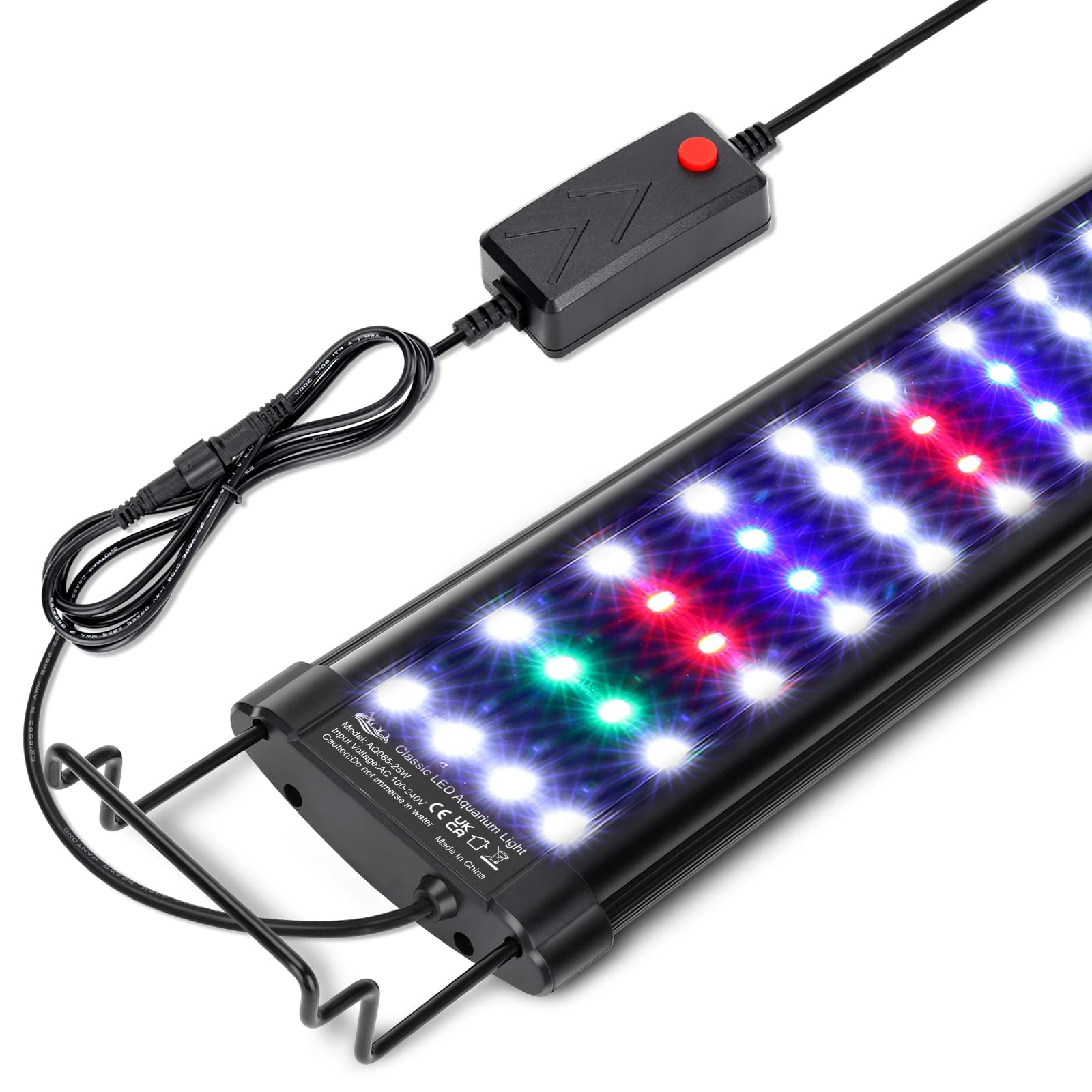 AQQA Aquarium Light,Full Spectrum LED Fish Tank Lights,12 -54  Adjustable Multi-Color White Blue Red Green LEDs with Extendable 