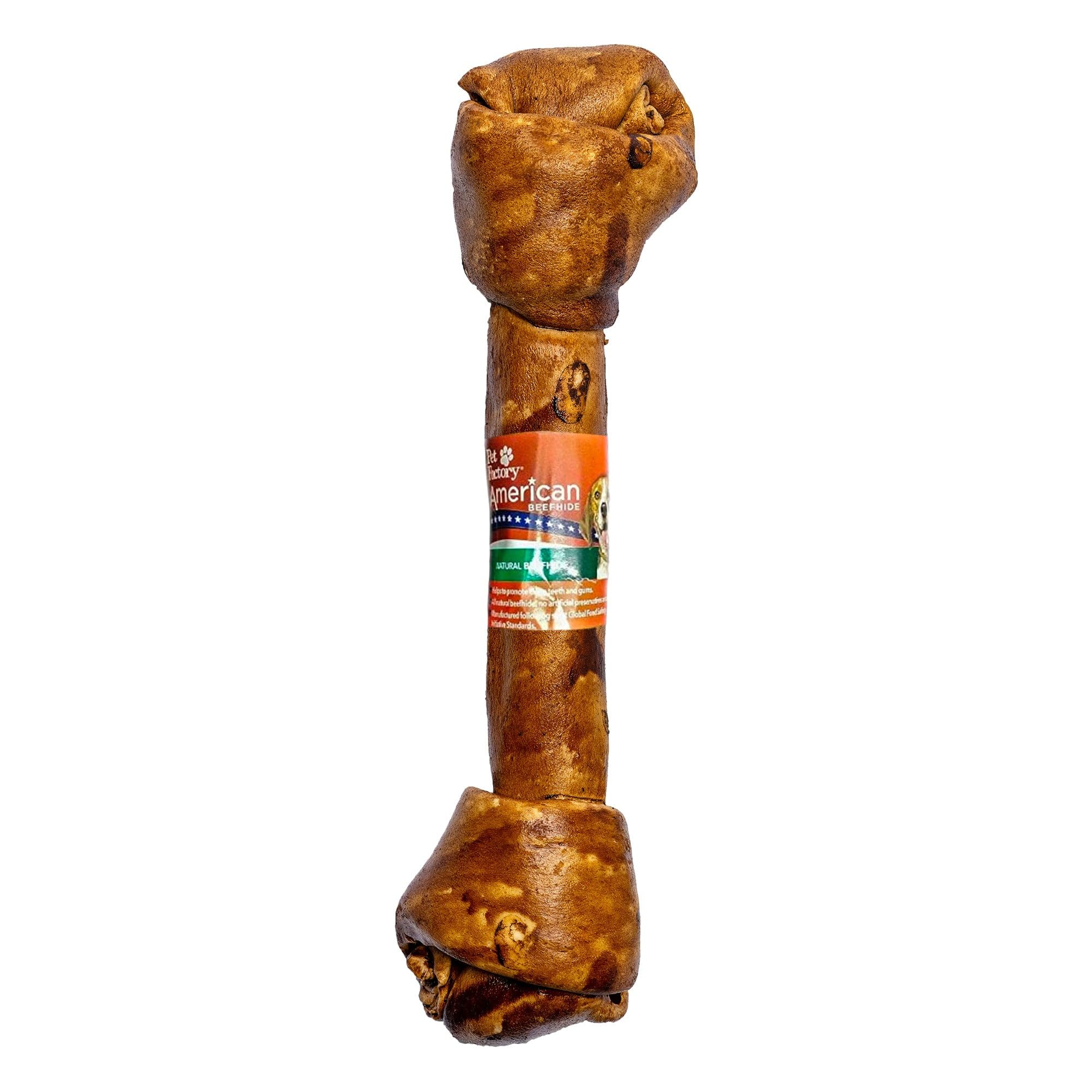 Pet Factory American Beefhide 12 Knotted Bone Dog Chew Treat - Peanut Butter Flavor, 1 Count/1 Pack