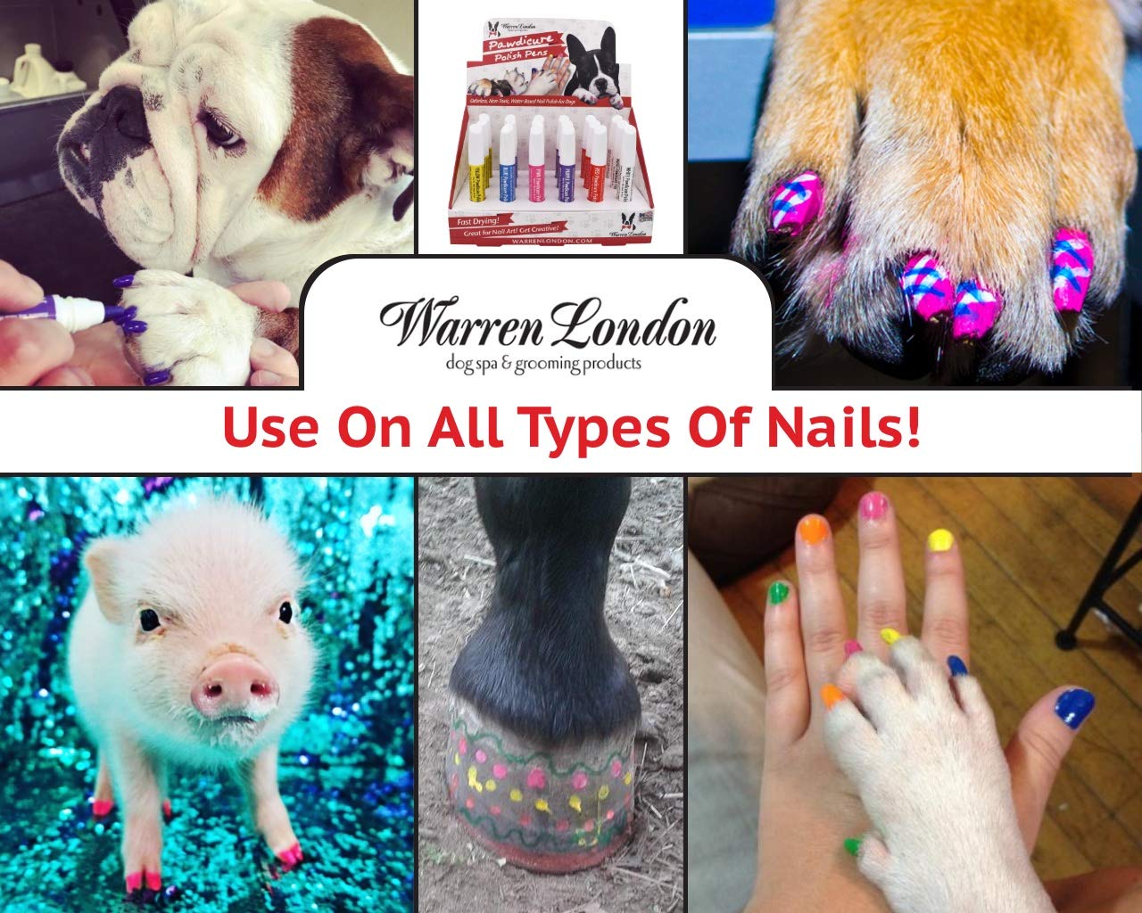 Warren London Pawdicure Dog Nail Polish Pens | Made In Usa | Quick Dry, Low Odor, Non-Toxic Dog Accessories | Ideal For Dog Birthday, Dog Costume | Dries In Under 1 Minute | 13 Colors | Red