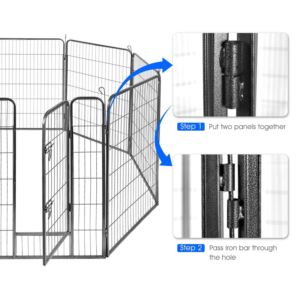 Giantex 16/8 Panel Pet Playpen with Door, Foldable Dog Exercise Pen, Portable Configurable Cat Chicken Rabbit Fence Outdoor Outd