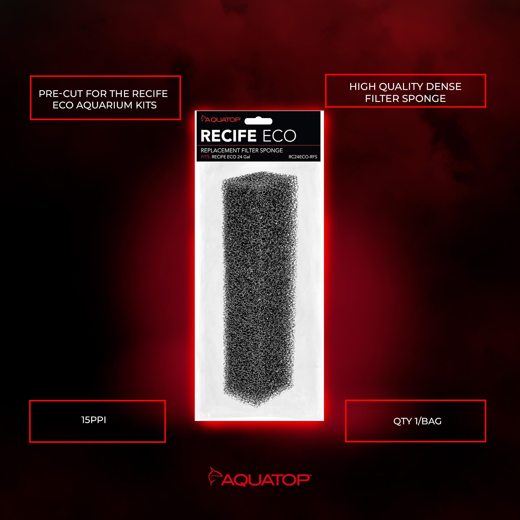 Aquatop Recife Eco Series Replacement Filter Sponge - 24 & 40 Gal - High-Efficiency Aquarium Filter Foam - Easy to Install and M