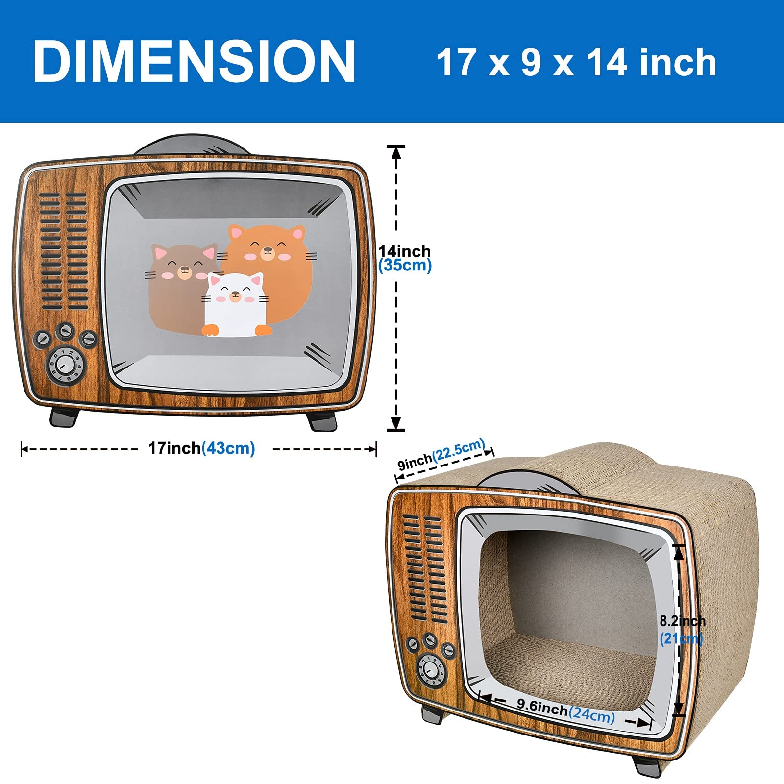 FluffyDream Cat Scratcher Post Board, Mount Fuji Shape Cat Scratching Lounge Bed, Durable Pad Prevents Furniture Damage