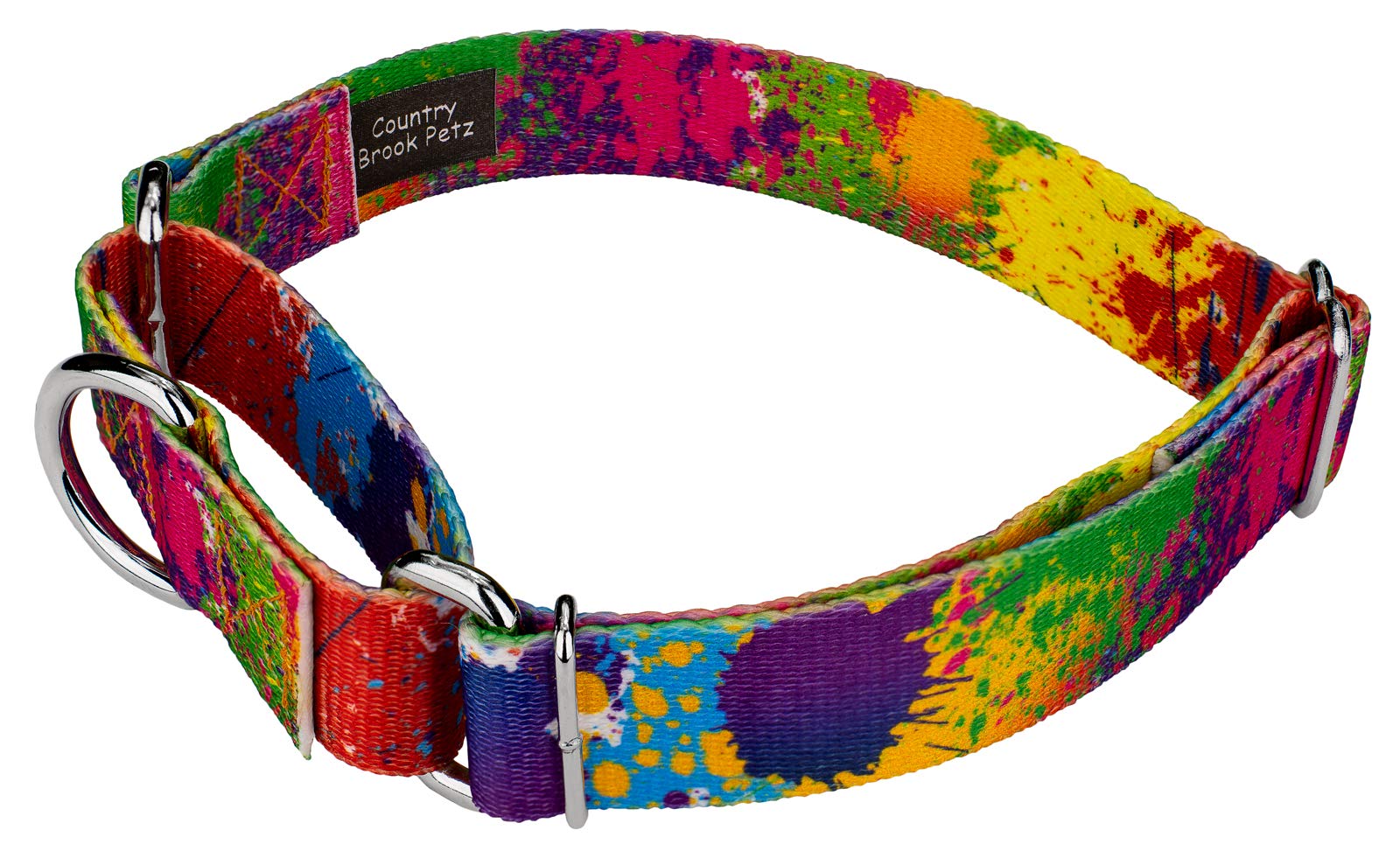 Country Brook Petz - Paint Splatter Martingale Dog Collar - Groovy Collection Featuring Far Out Designs (1 Inch, Medium)
