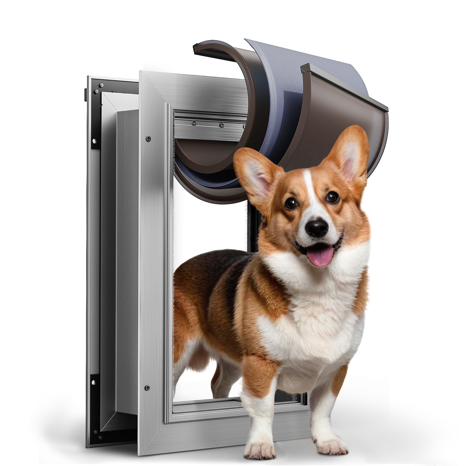 3 Flap Doggy Door, All Aluminum Alloy Dog Door For Wall, Medium Doggie Door Heavy Duty Pet Door, Easy To Install, Energy Efficie