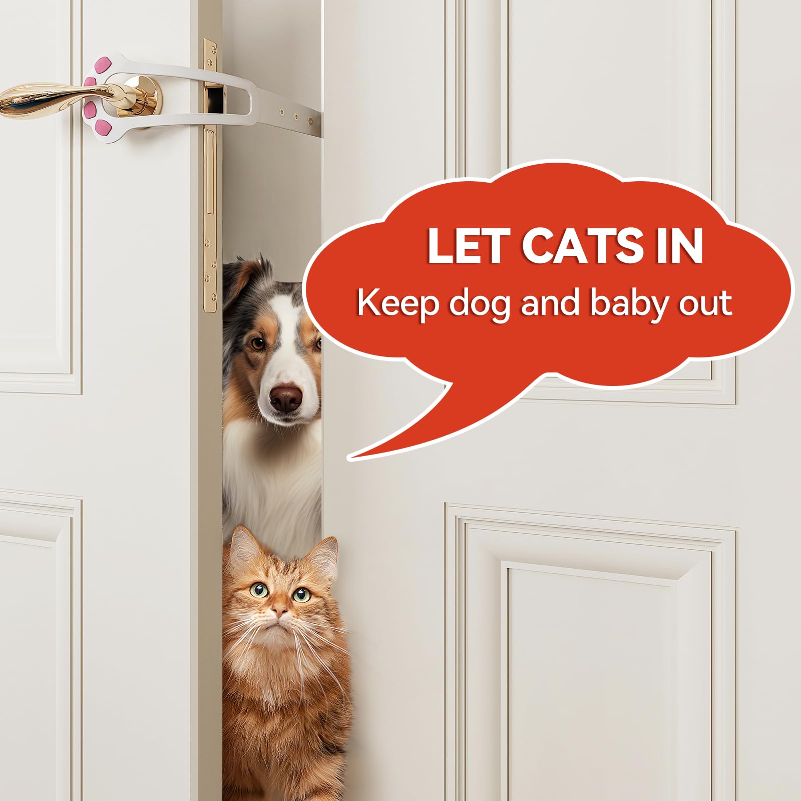 TGIOW Cat Door Latch, 1 Pcs Cat Door Stopper Pet Door Latch to Keep Dog Out of Litter Box and Food, Door Prop for Cat with 4 Adj