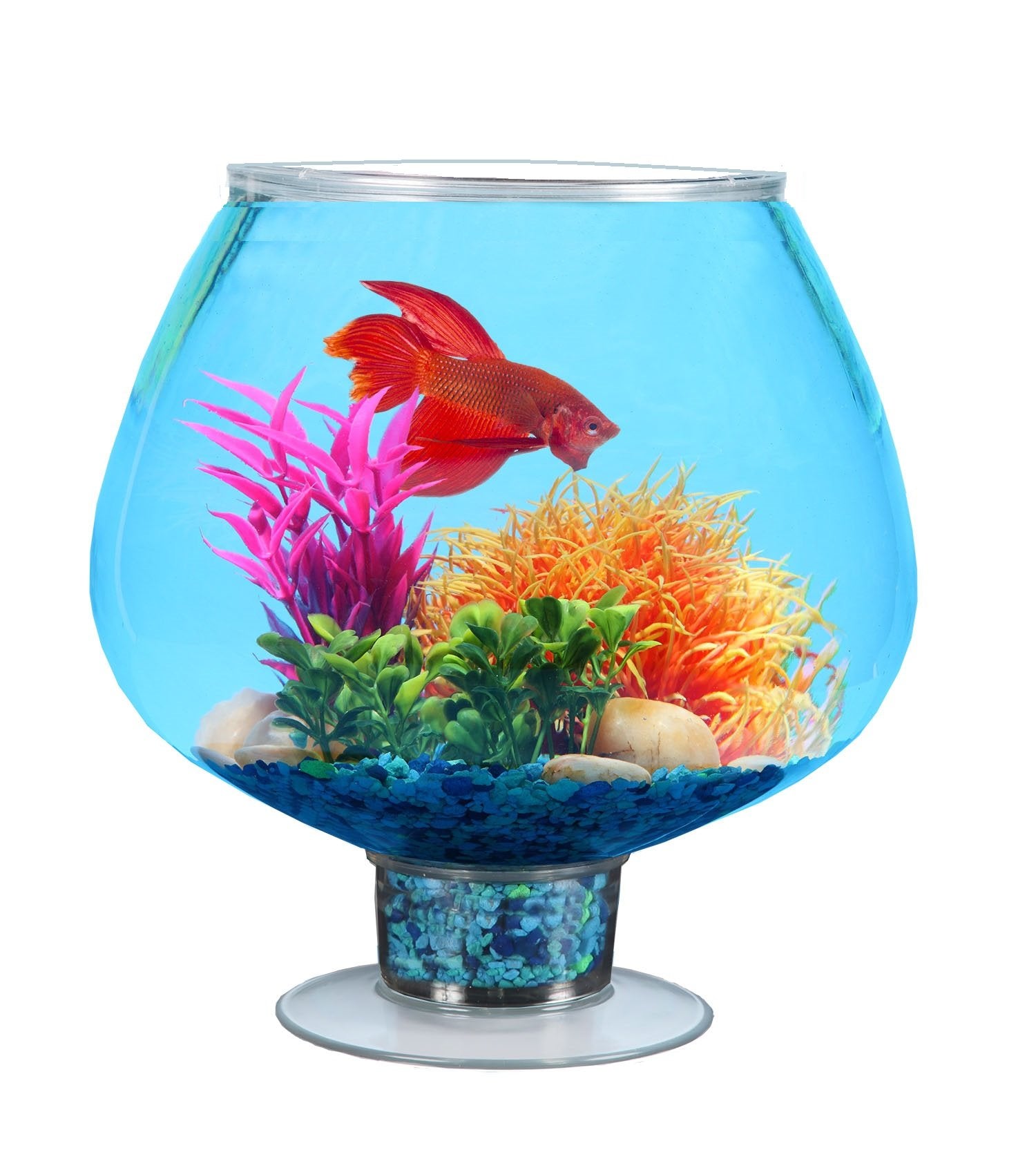 Koller Products 1.7 Gallon Fish Bowl - Impact-Resistant Plastic, Bettatank, Clear