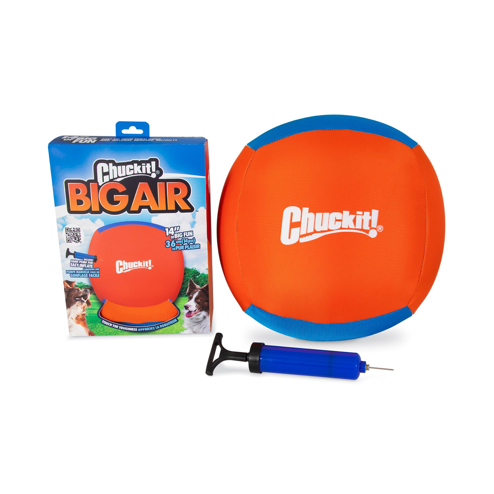 Chuckit! Big Air Fetch Ball Dog Toy (14 Inch) Herding Instincts Dog Toy, For Interactive, Non-Chewing Activities, For All Breeds