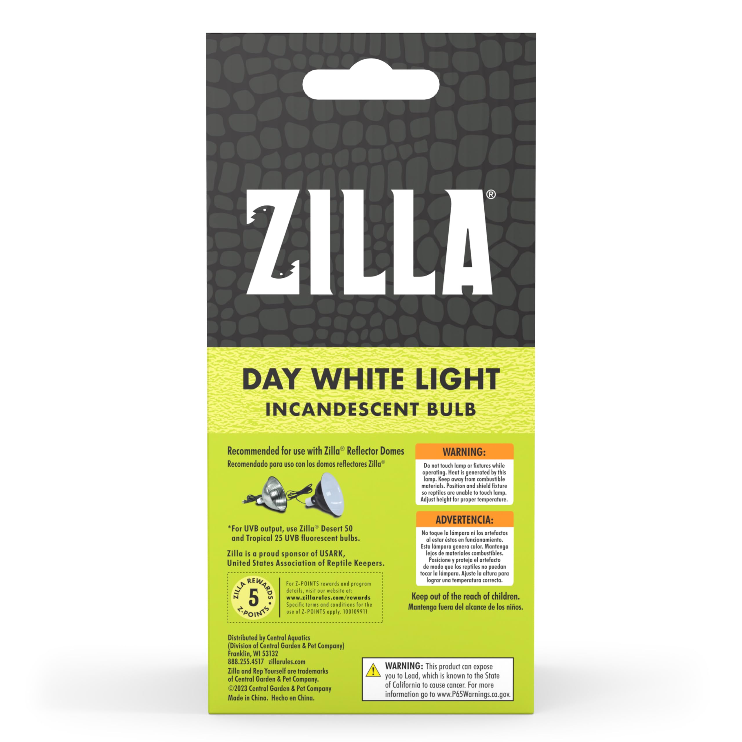 Zilla Reptile Terrarium Incandescent Heat Bulb, Day White, 150 Watts