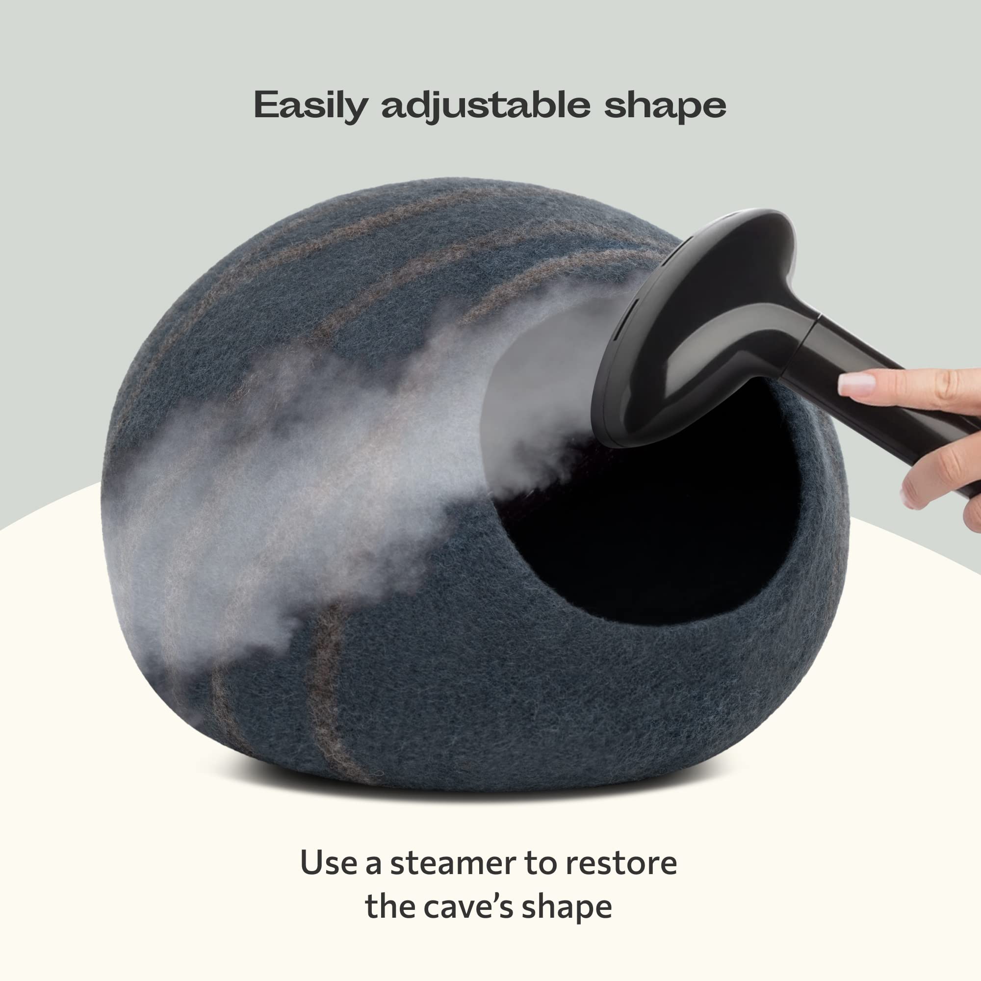 Meowfia Premium Felt Cat Bed Cave - Handmade 100% Merino Wool Bed For Cats And Kittens (Dark Shades) (Large, Slate Grey)