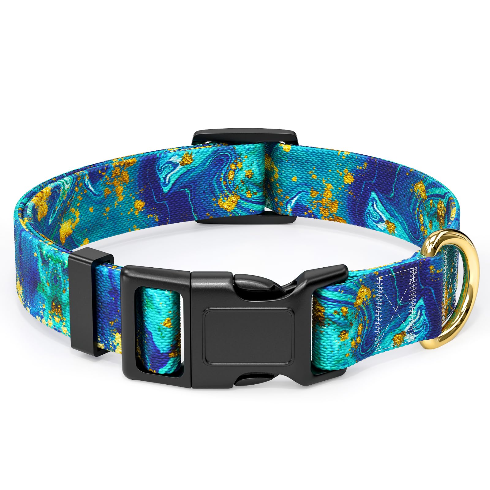 Rnivvi Dog Collar For Large Dogs, Cute Marble Heavy Duty Adjustable Puppy Collar With Quick Release Buckle For Girl & Female, Pe
