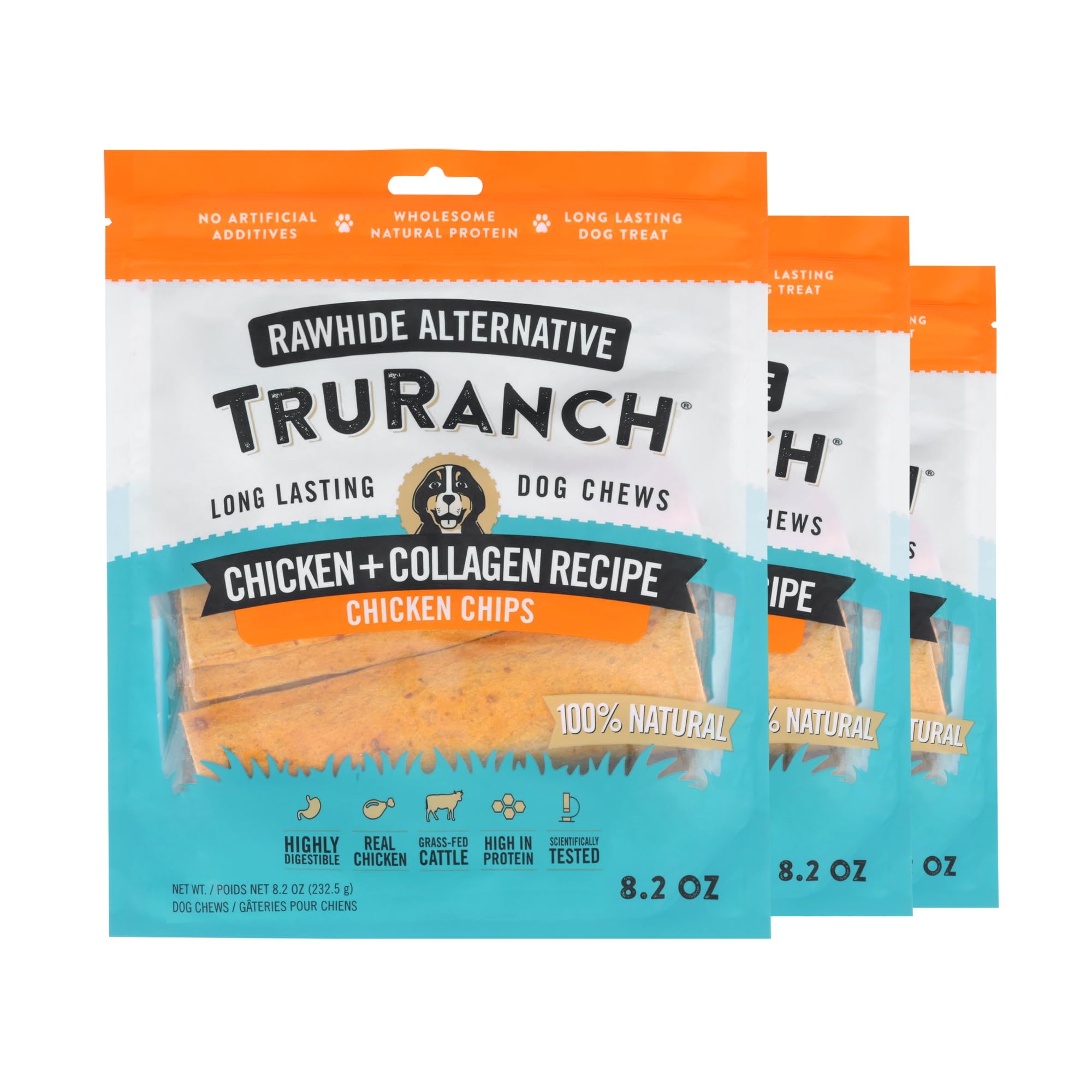 TRURANCH Collagen Chips - Collagen Dog Treats - Long Lasting Healthy Joint Support - Rawhide Alternative Chips - Skin & Coat Hea