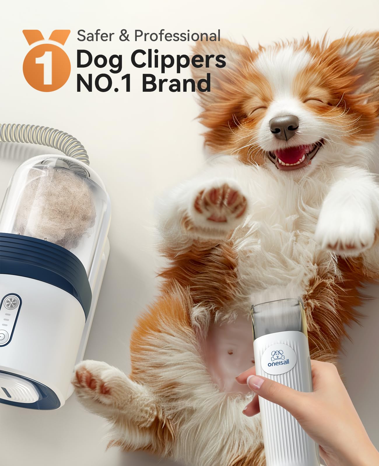 Oneisall Dog Hair Vacuum & Dog Grooming Kit, Pet Grooming Vacuum With Pet Clipper Nail Grinder, 1.5L Dust Cup Dog Brush Vacuum With 7 Pet Grooming Tools For Shedding Pet Hair, Home Cleaning