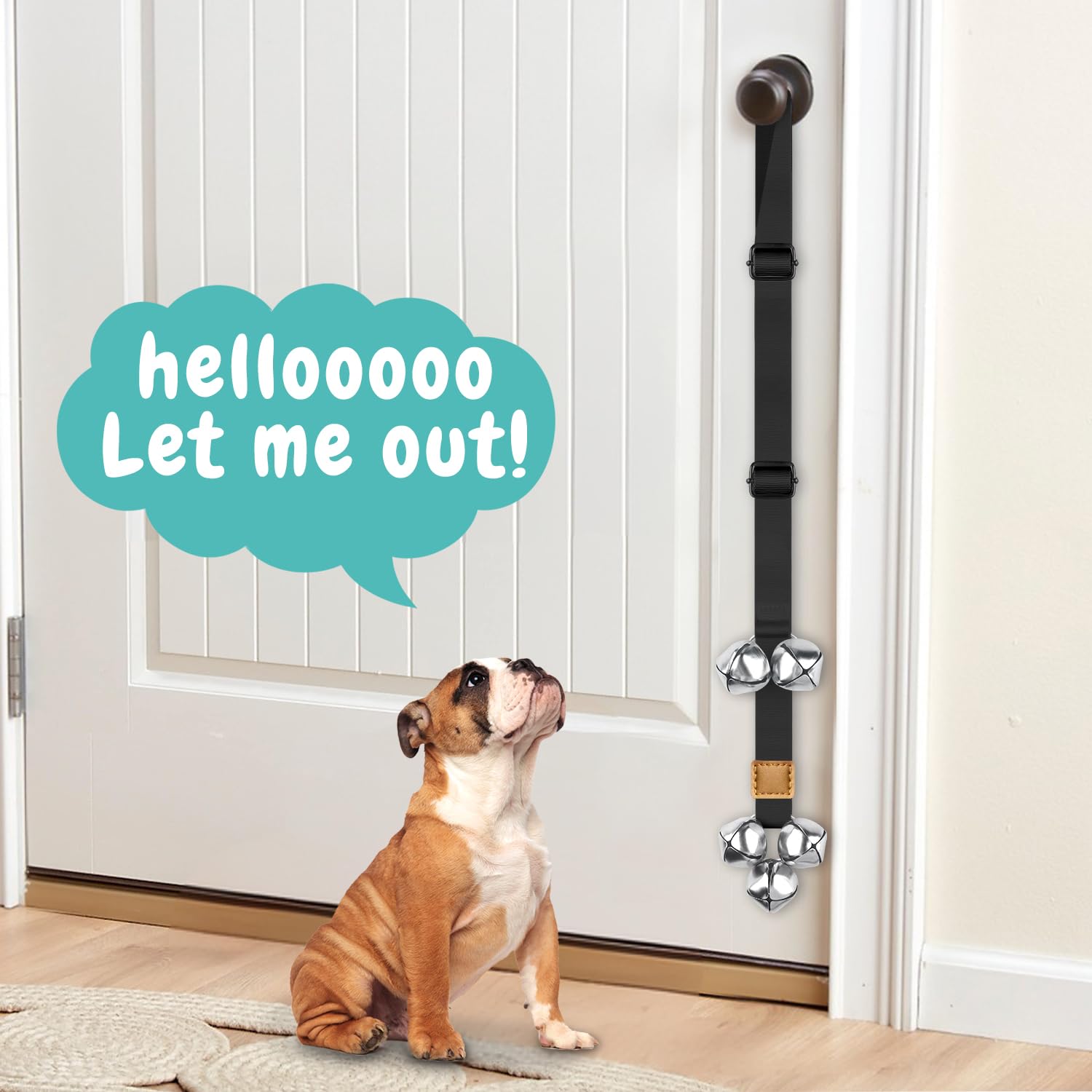 BLUETREE 2 Pack Dog Bells - Adjustable Premium Quality Black+Pink Door Bells for Easy Outdoor Access