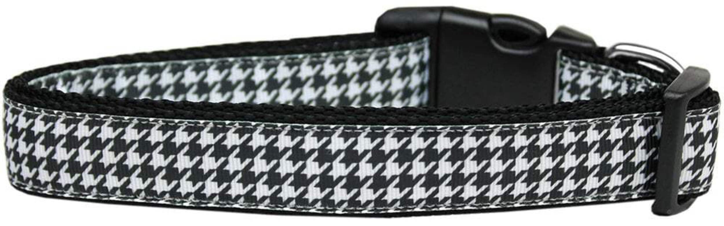 Pet Dog & Cat Nylon Collar or Leash, "Houndstooth Black" Cat Collar
