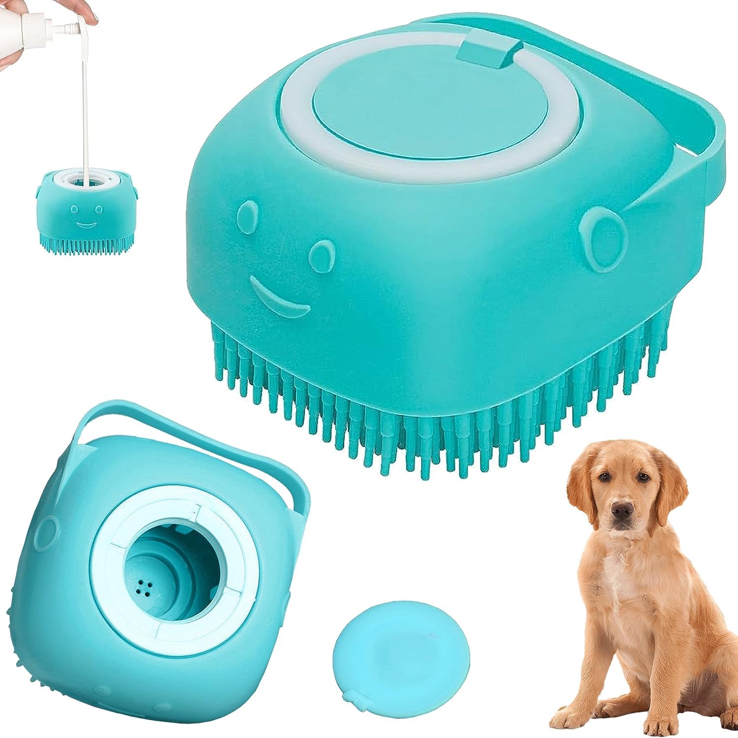 Soft Silicone Dog, Dog Shampoo Brush, Dog Bath Brush, MultiFunctional Bath, Dog Brush, Pet Massage Tool and Shampoo Dispenser f