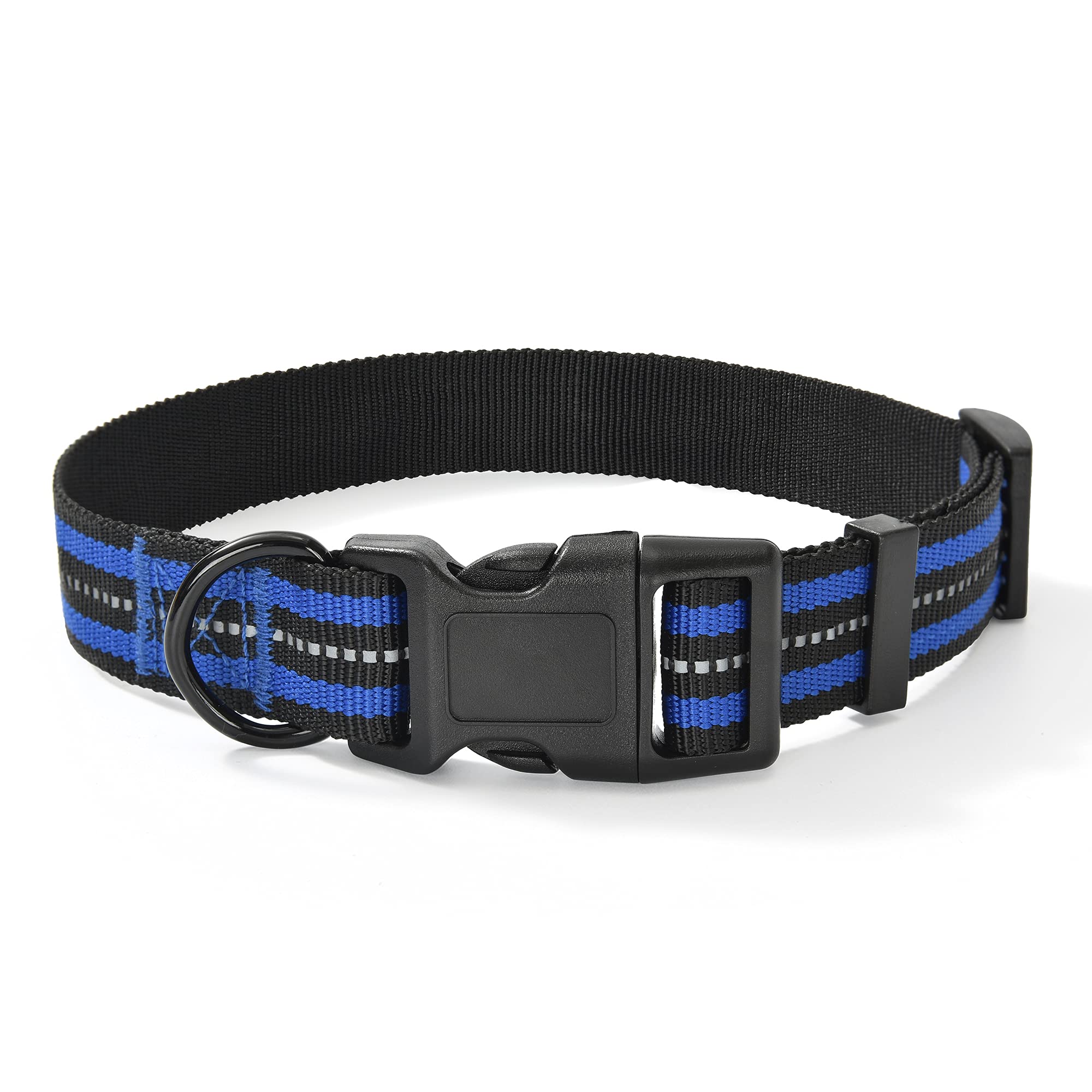 Mile High Life Reflective Dog Collar | Nylon Pet Collars Wiith Buckle | Light Weight Puppy Collars | Blue Dog Collars For Large 