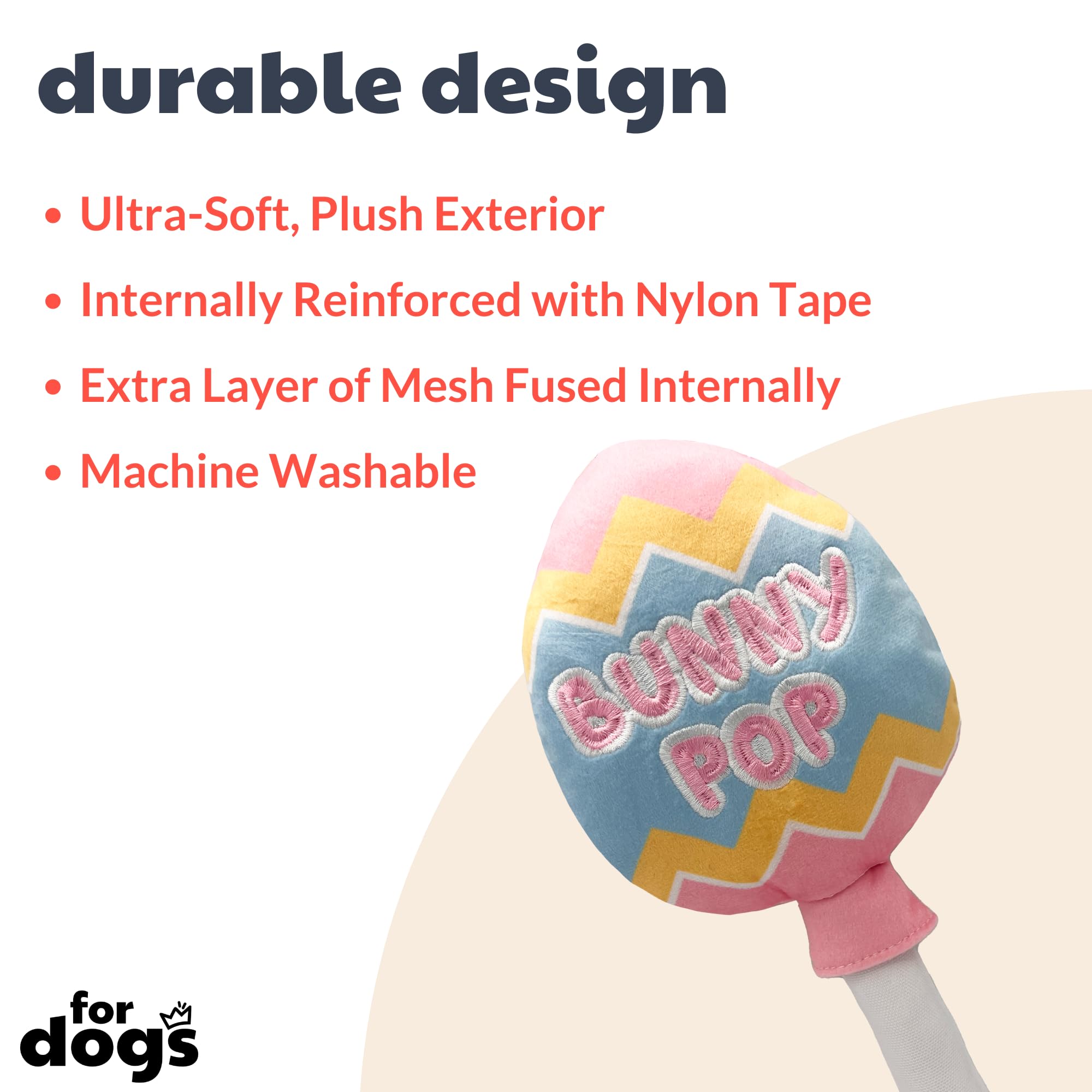 Huxley & Kent For Dogs - Bunny Pop (Large) - Easter/Spring Funny Dog Toy - Power Plush Funny Dog Toy With Squeaker - Fun, Durabl