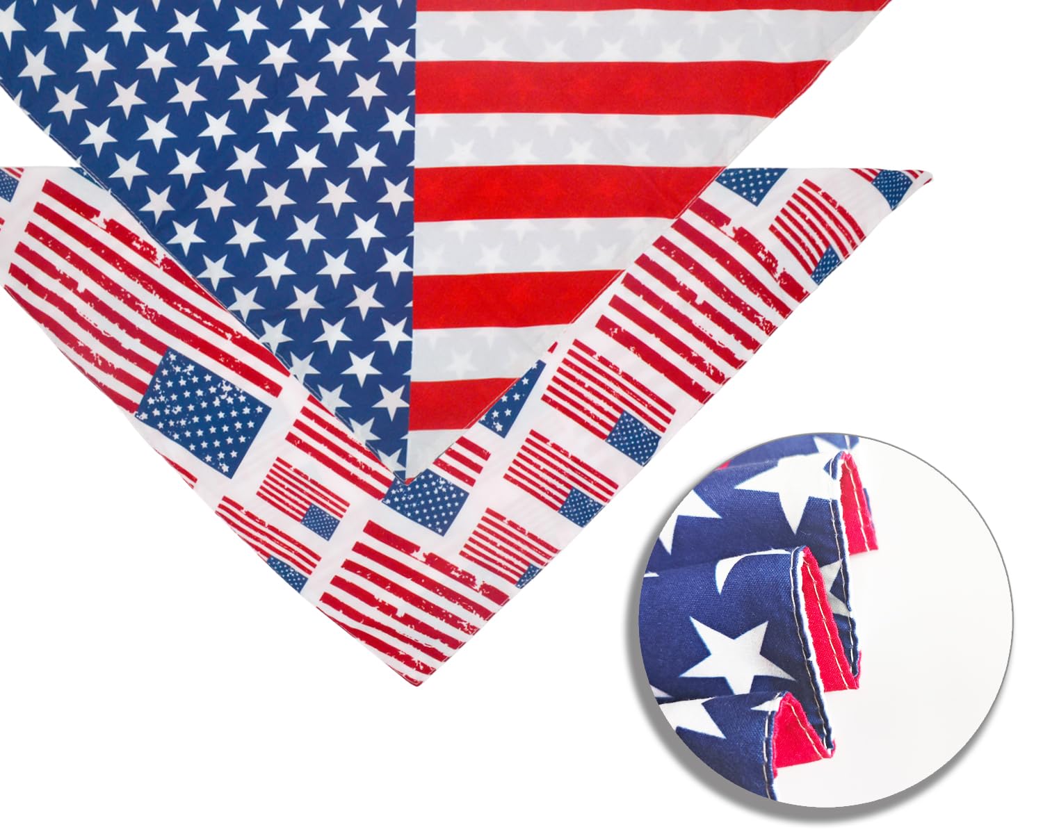 Cozyhaus 2Pcs Dual-Layer Design Patriotic Dog Bandanas Outfit,Large Summer Triangle Reversible Memorial Day Independence Day Ame