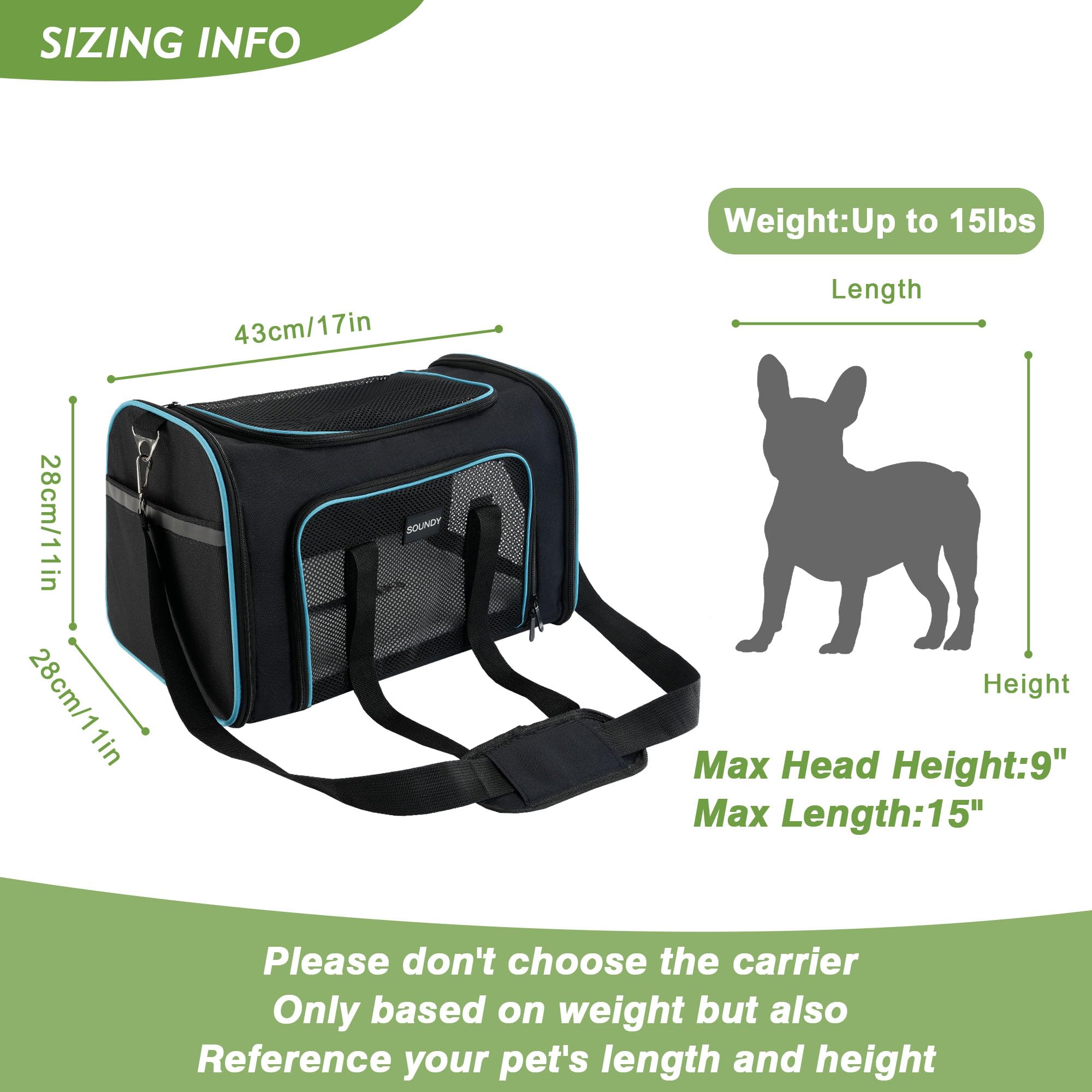 Soundy Dog Carrier Cat Carriers Airline Approved Pet Carrier For Small Medium Dogs Cats Under 15Lbs Puppies Collapsible Soft Sid