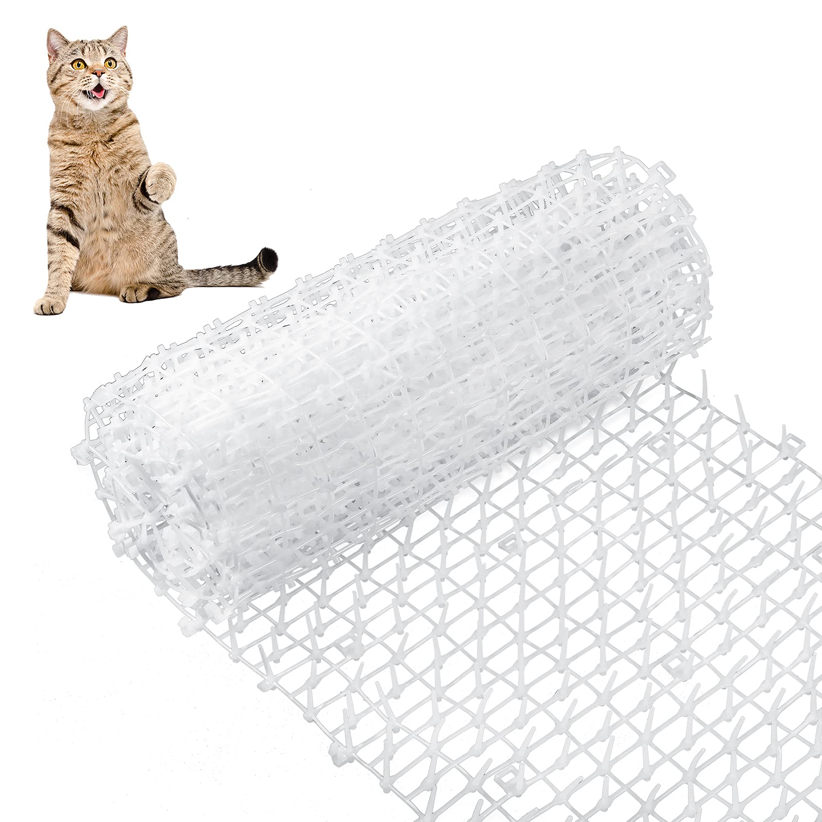 Scat Mat With Spikes Prickle Strips For Cats Dogs Spiked Mat Network Digging Stopper For Garden Fence Outdoor Indoor Keep Pet Dog Cat Off Couch Furniture (79 X 12 Inch, White)