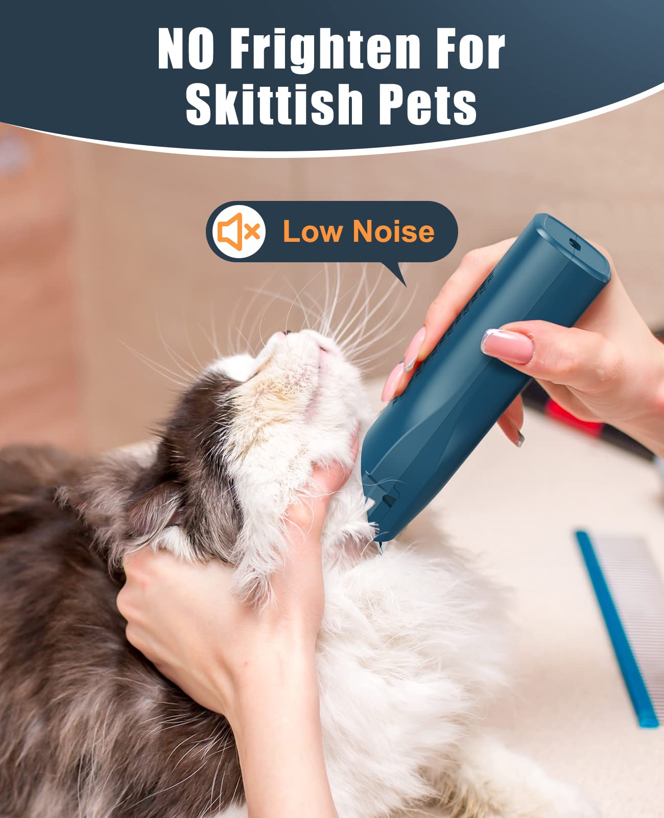Oneisall Pet Clippers For Cat Matted Hair, Small Clippers Low Noise Dog Trimmers For Dog Grooming, Pet Hair Trimmer For Small Pets (Standard Blade)