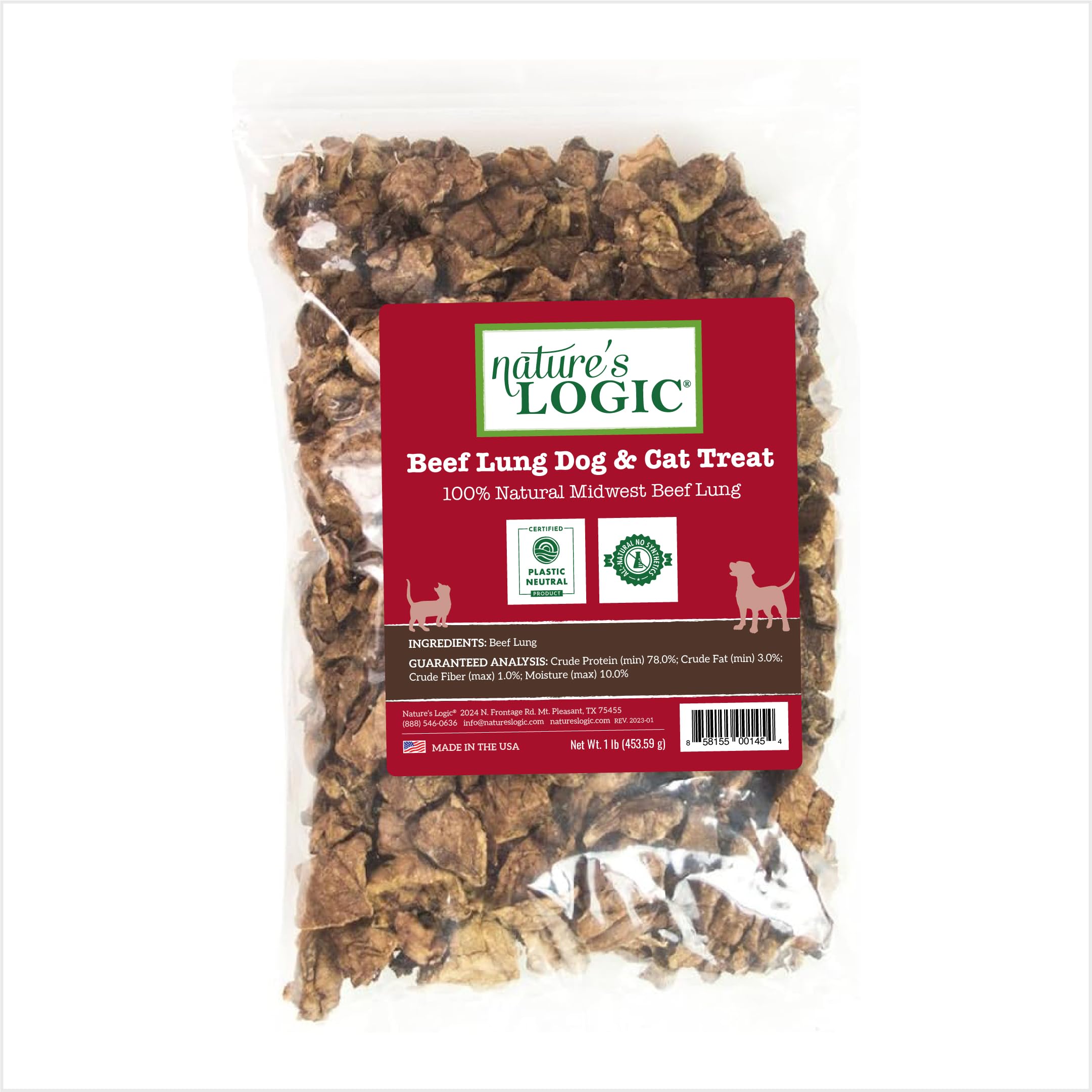 Natures Logic Beef Lung Canine Treat, 1lb