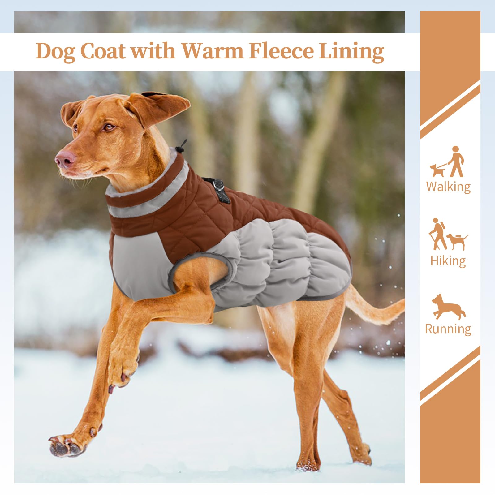 Ouobob Dog Jackets For Medium Dogs,Medium Dog Coat,Warm Dog Winter Coat Zip Up Back,Waterproof Dog Jacket With D-Ring,Dog Cold W