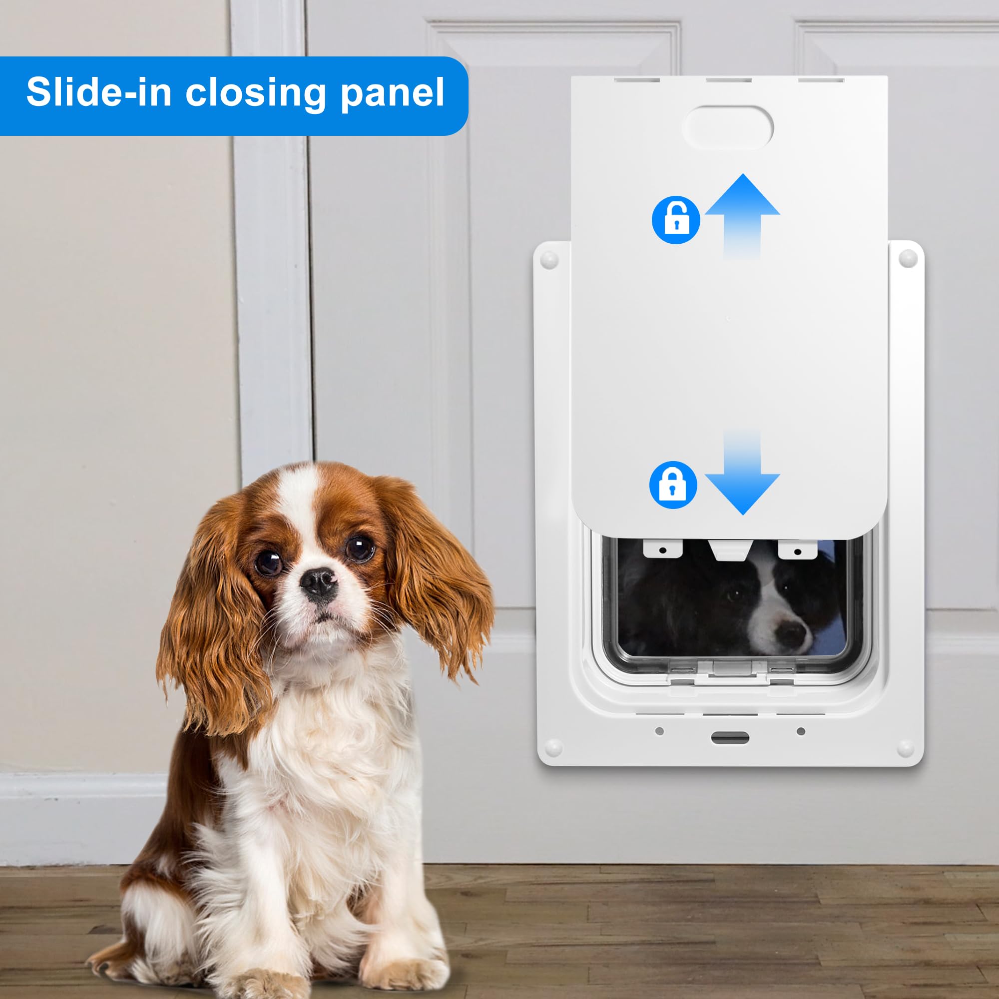 CEESC Dog Door for Pets up to 20 lb, Weatherproof Small White Pet Door with Durable Snap-in Closing Panel