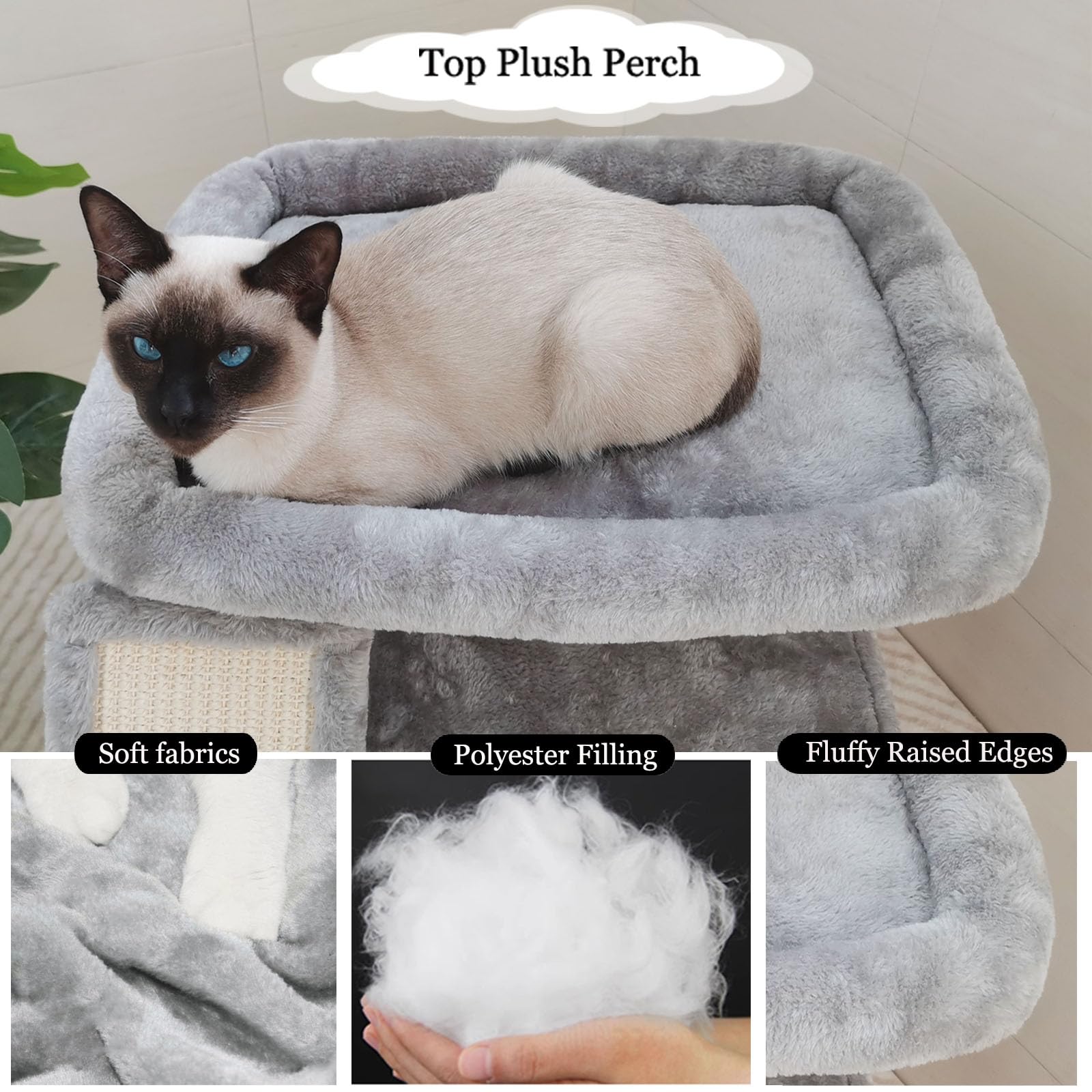 Siyipurr Small Cat Tree For Indoor Cats,Cat Tower With Cat Scratching Post And Board,Cat House With Cat Perch For Kitten, Cat Co