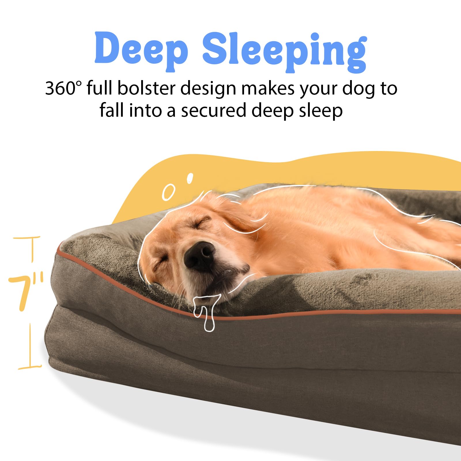 Washable Orthopedic Large Dog Bed - Big Dog Beds With Removable Waterproof Cover And Non-Slip Bottom Xl Large Pet Beds With Bols