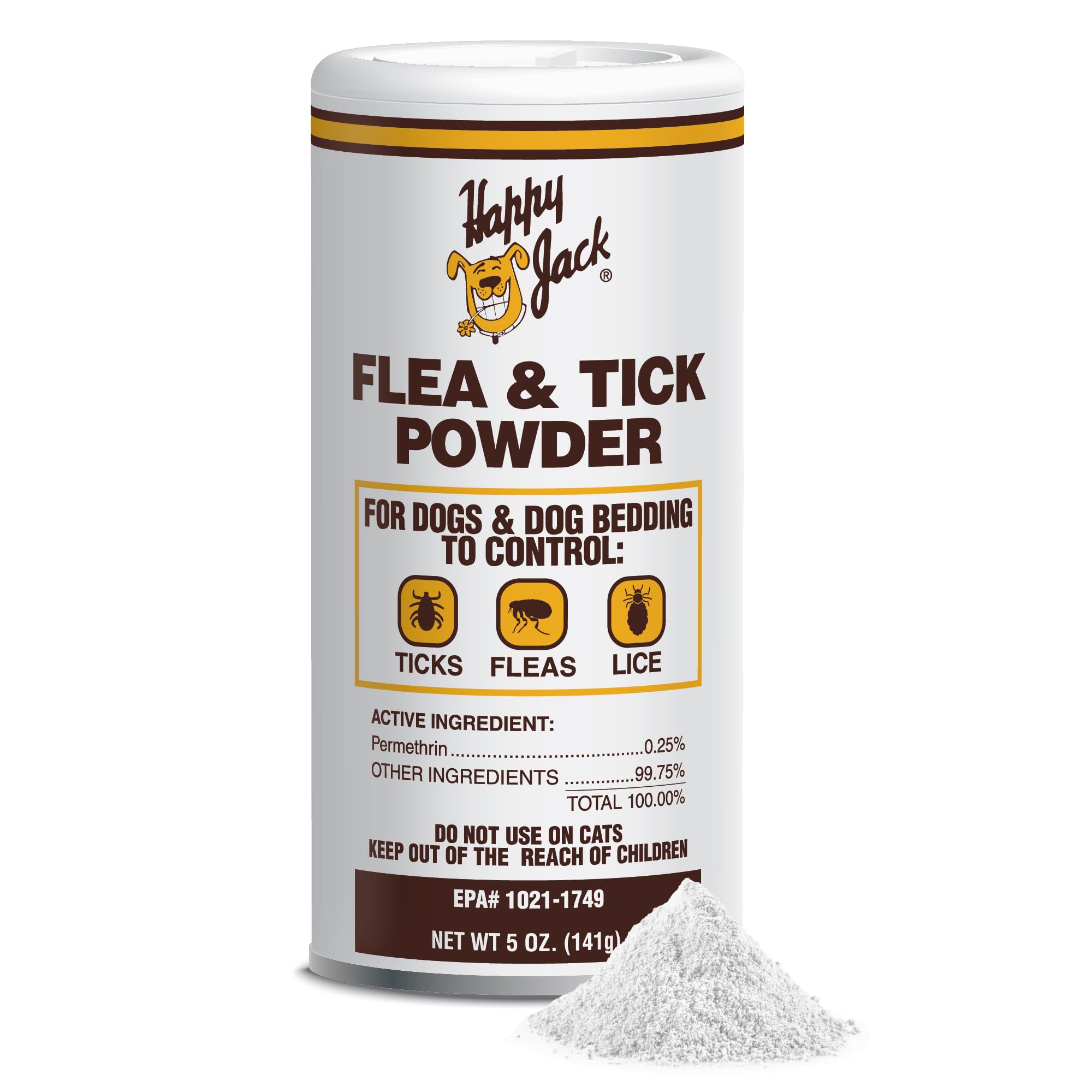Happy Jack Flea And Tick Powder For Dogs & Puppies, Flea Powder For Carpets, Treatment & Control, Kills Pests, Ticks & Lice, Odo