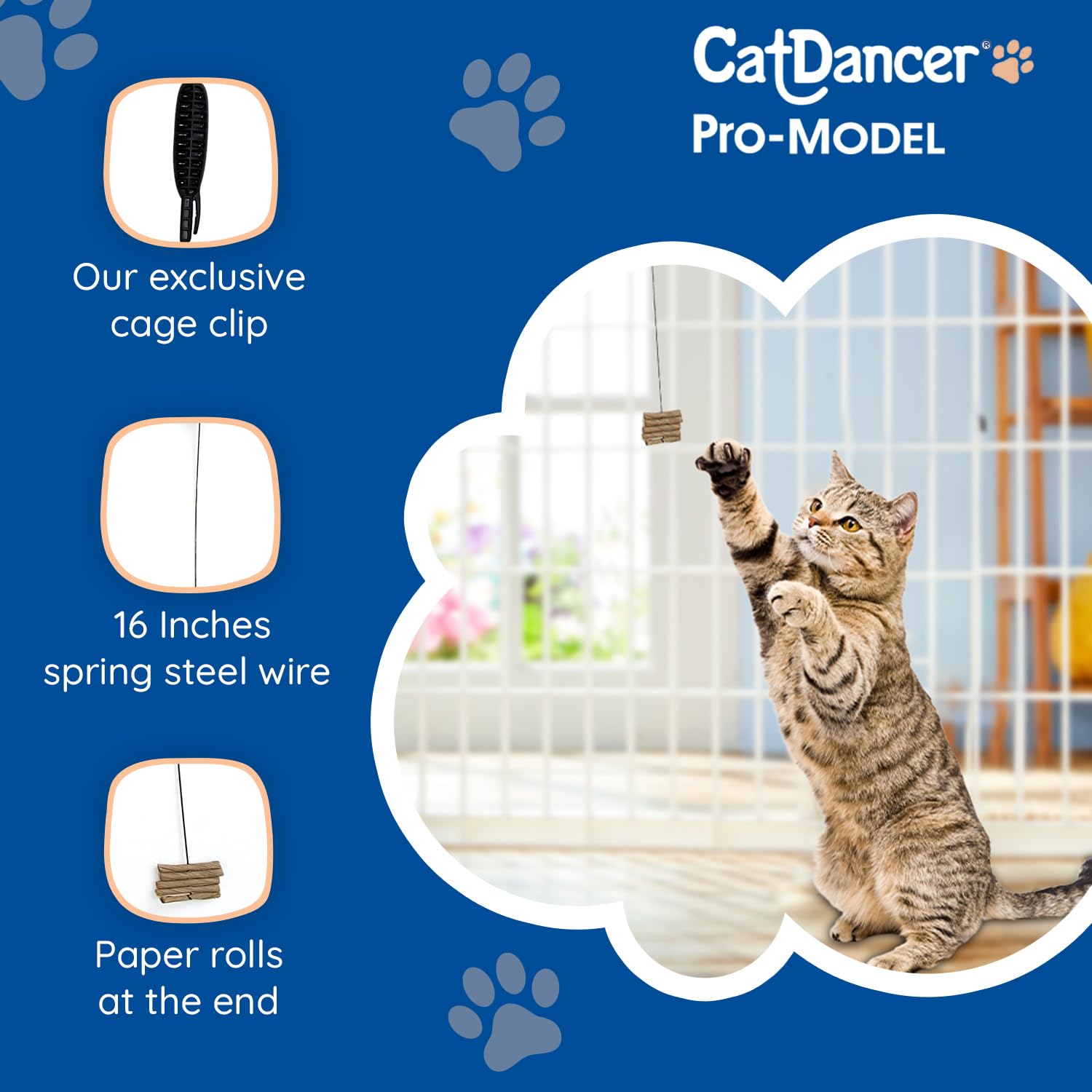 Cat Dancer Pro-Model Interactive Cat Toy with Cage Clip, Black, 1 Pack, Polypropylene, Model 151-D