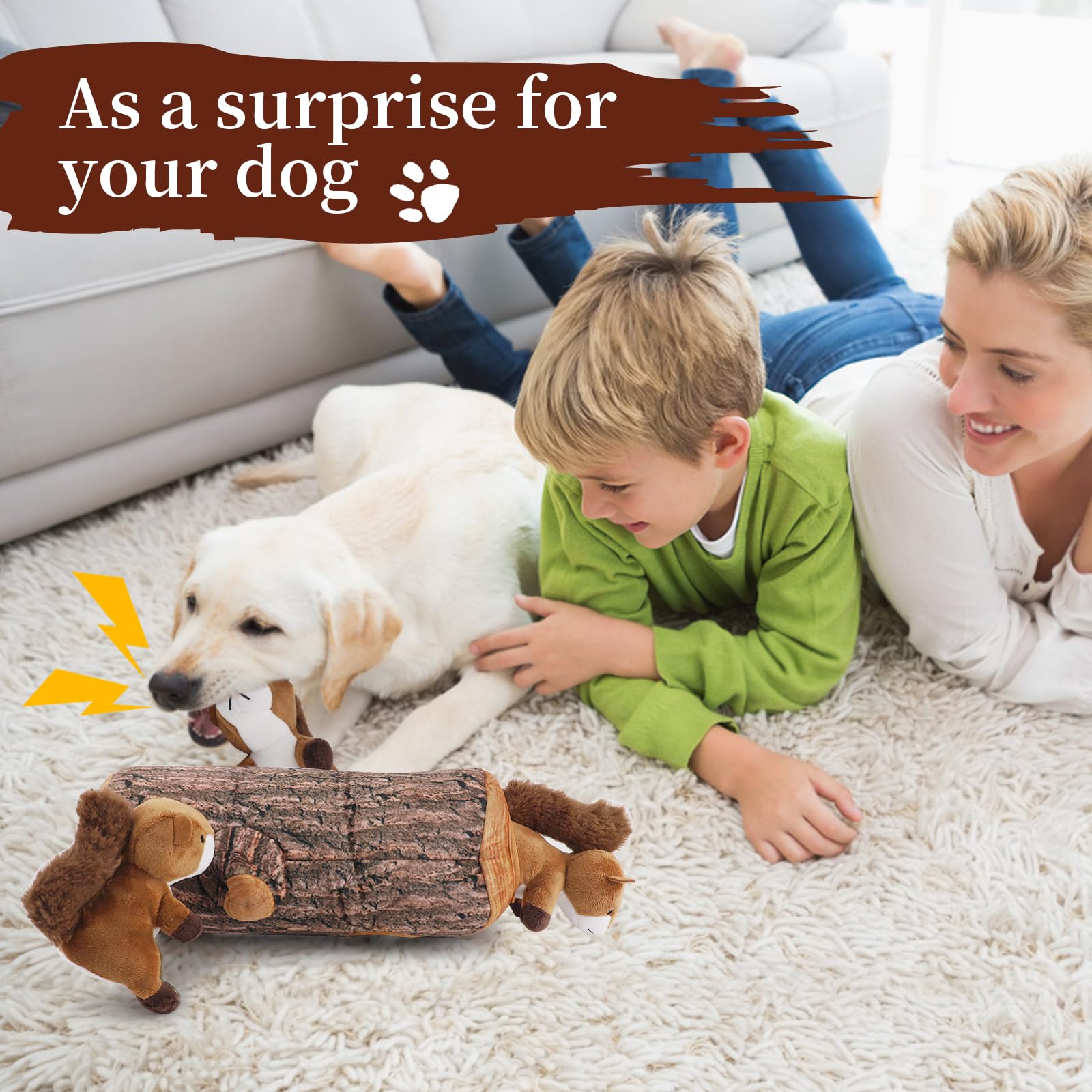 IFOYO Hide and Seek Squeaky Dog Toys for Boredom, Squirrel Interactive Pet Product for Puppies, Small and Medium Dogs