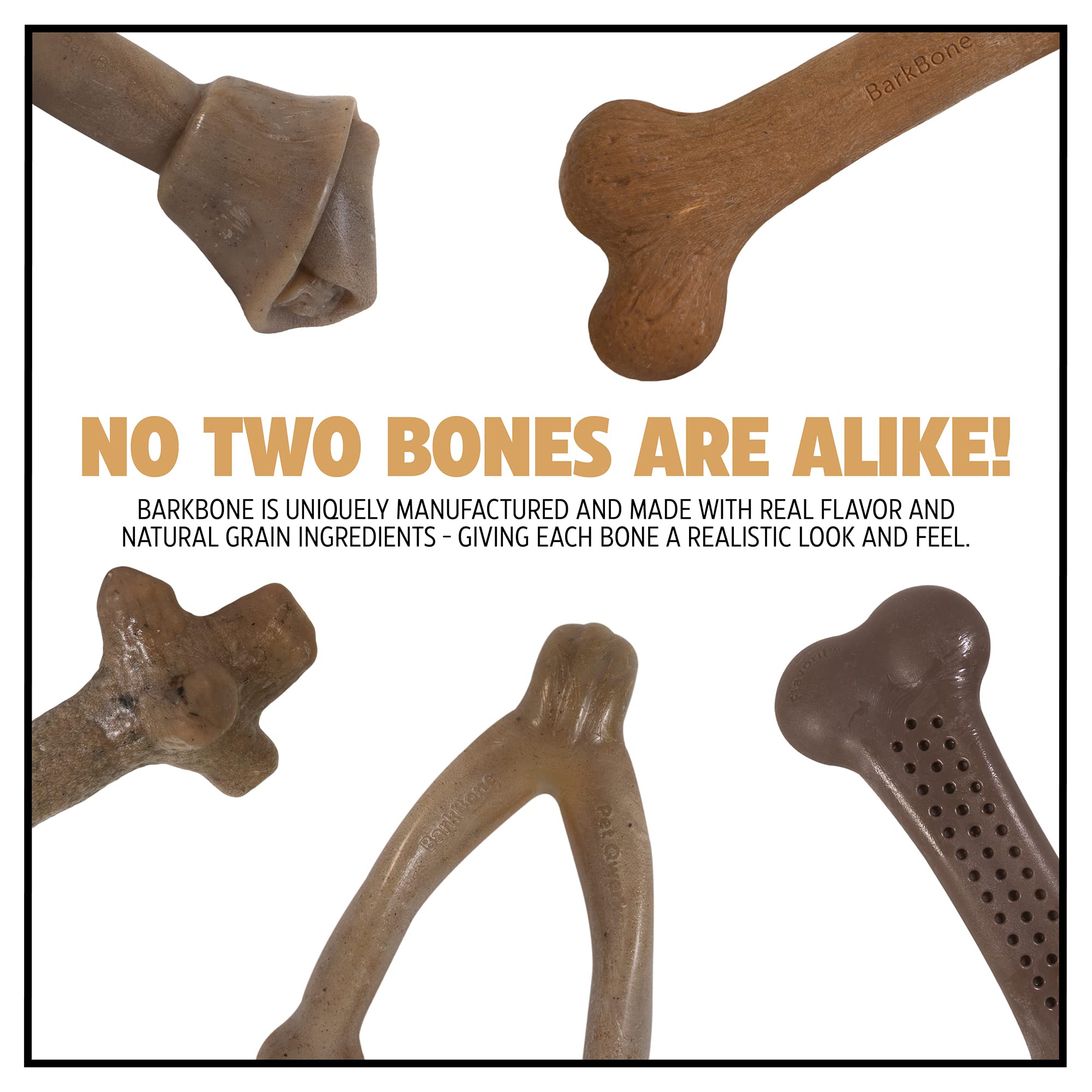 Pet Qwerks Original Barkbone - Nylon Dog Bone For Aggressive Chewers - Bacon Flavor - 7.75'