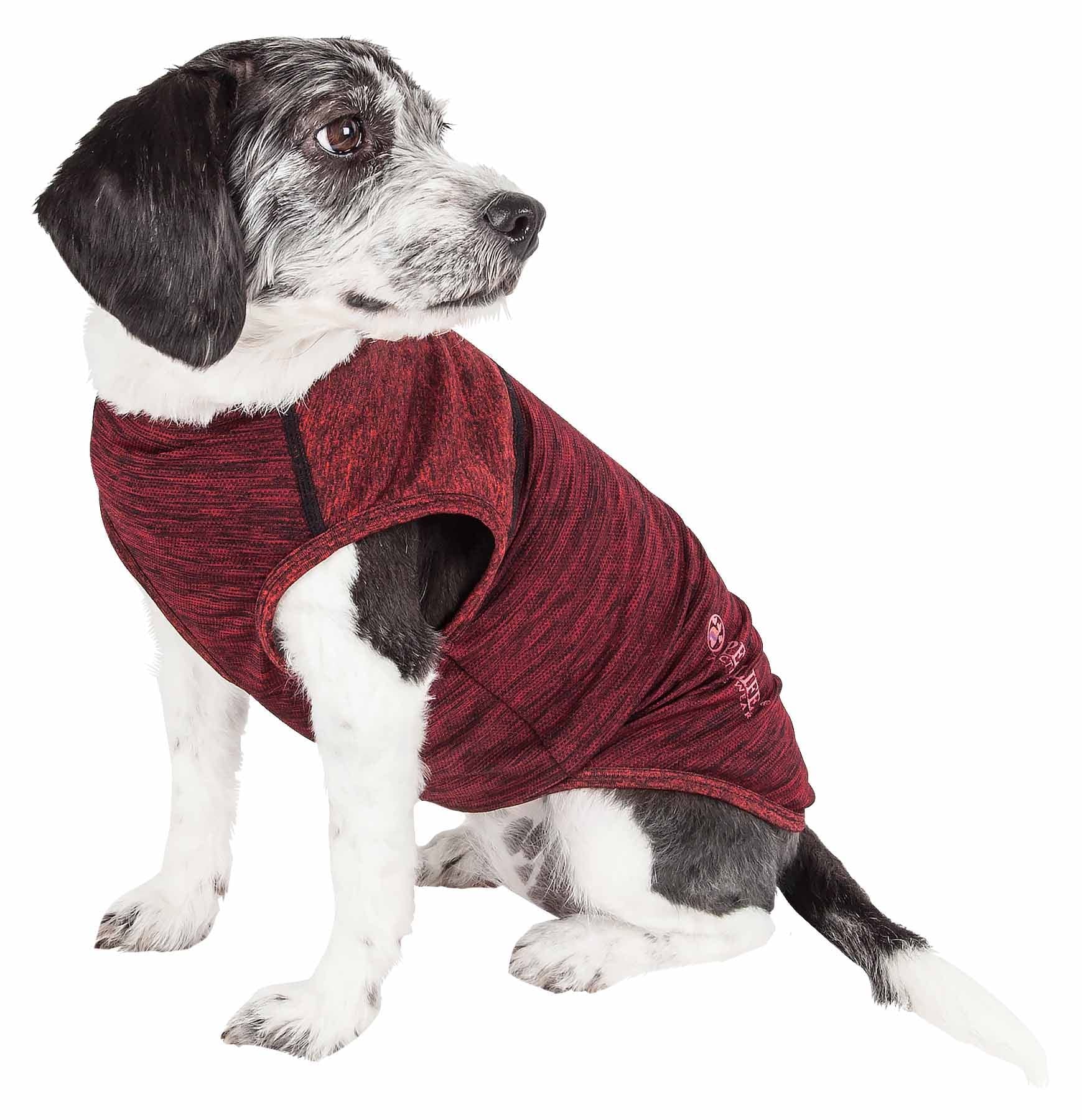 Pet Life Active 'Aero-Pawlse' Heathered Quick-Dry And 4-Way Stretch-Performance Dog Tank Top T-Shirt(D0102H7Lt3A.)