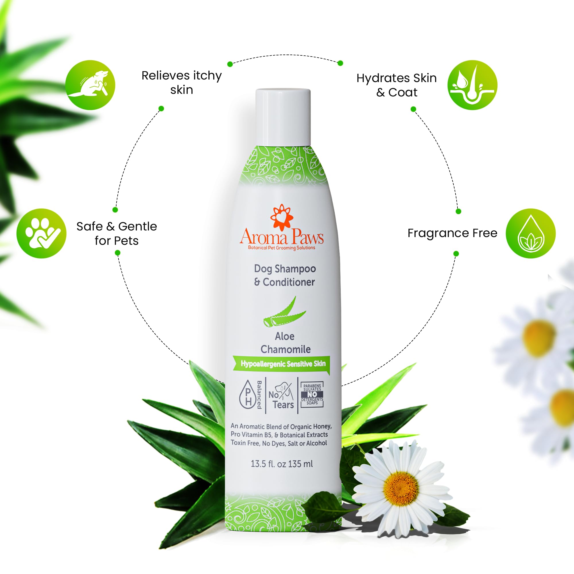 Aroma Paws Dog Shampoo And Conditioner - Tearless Dog Shampoo For Cleansing, Grooming, And Conditioning Sensitive Skin - Moistur