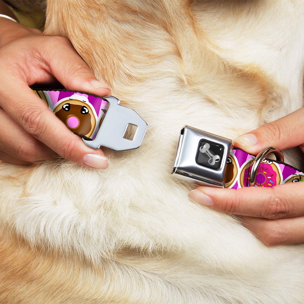 Buckle-Down Dog Collar Seatbelt Buckle Sprinkle Donut Expressions Pink 16 To 23 Inches 1.5 Inch Wide, Multicolor (Dc-W34501-Wm)