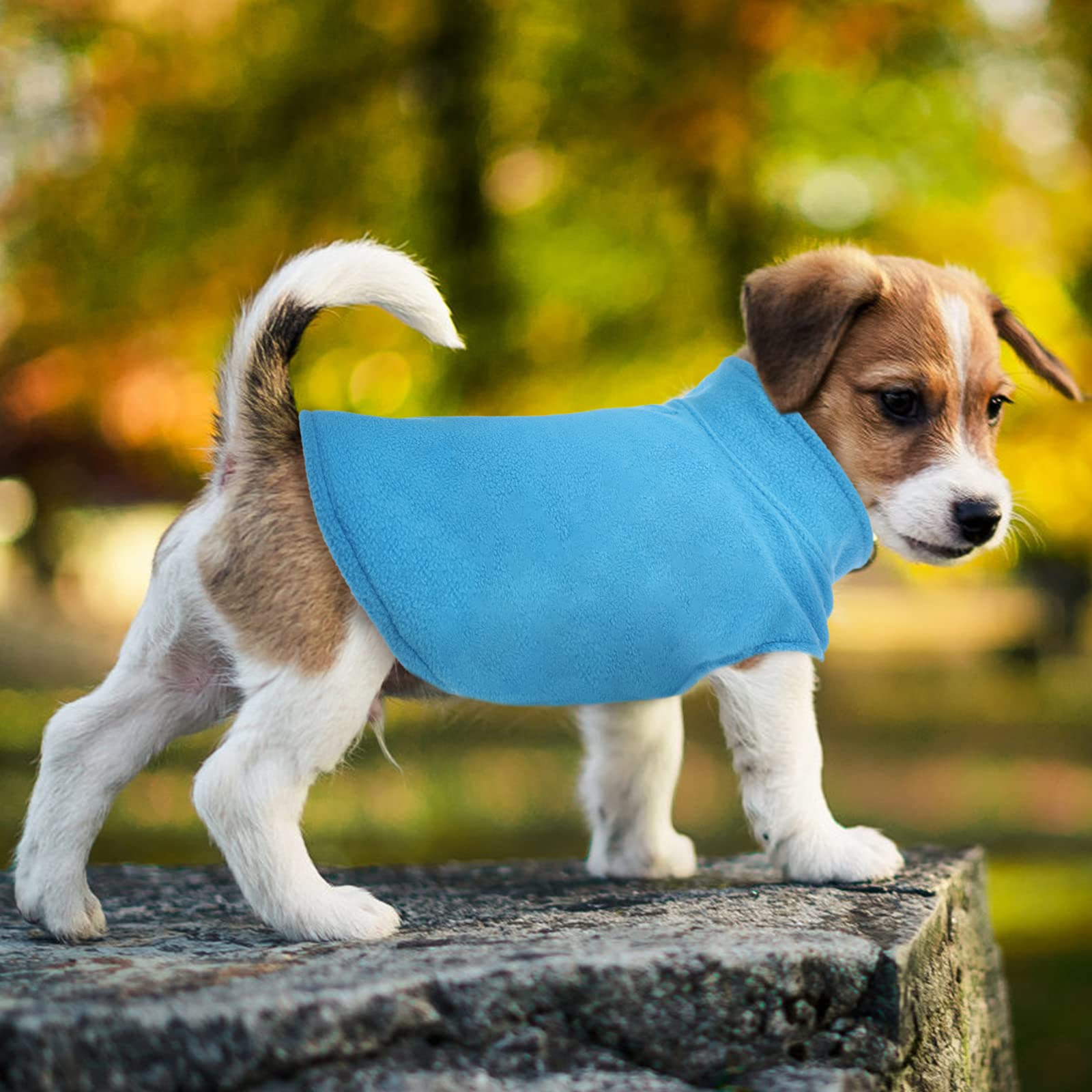 Fuamey Dog Fleece Vest,Warm Sweatshirt Puppy Stretchy Sweater Pullover Dog Turtleneck Coat Dog Winter Jacket With Leash Hole,Doggie Dachshund Sweaters Yorkie Clothes For Small Medium Dogs Blue L