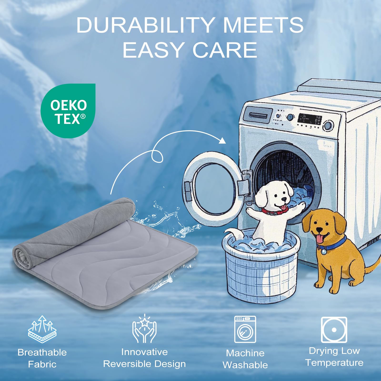 Cozyide Dog Cooling Mat, Small Cooling Mat For Dogs, Reversible Pad For Dog, 28'' L X 22'' W, Dark Grey