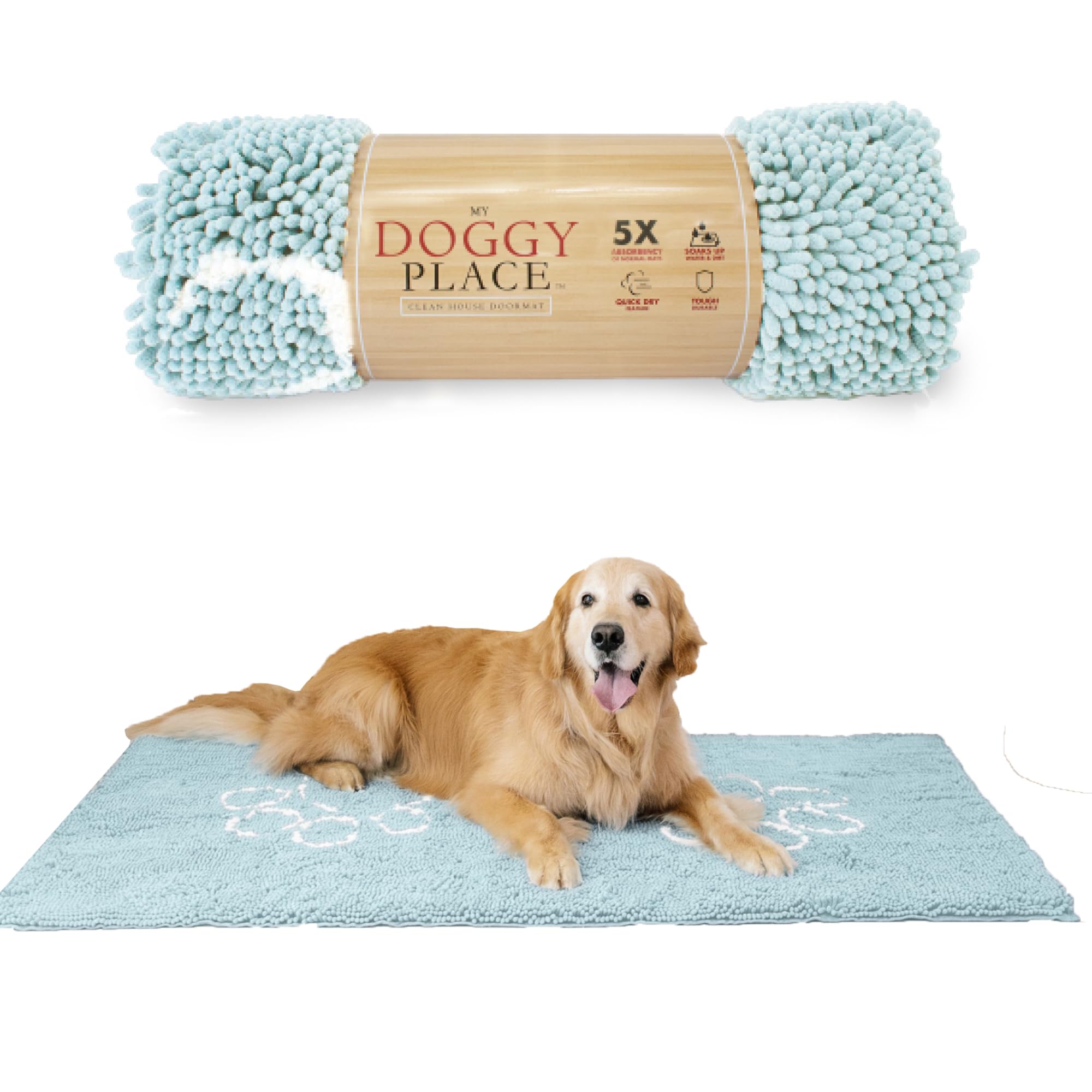 My Doggy Place Microfiber Dog Mat for Muddy Paws, 60 x 36 Oatmeal - Non-Slip, Absorbent and Quick-Drying Dog Paw Cleaning Mat, W